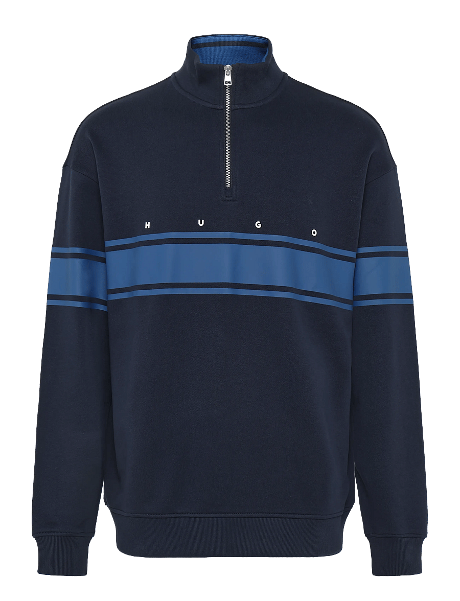 HUGO - Demsizip - pullover mit halbem reißverschluss - dark blue - 0