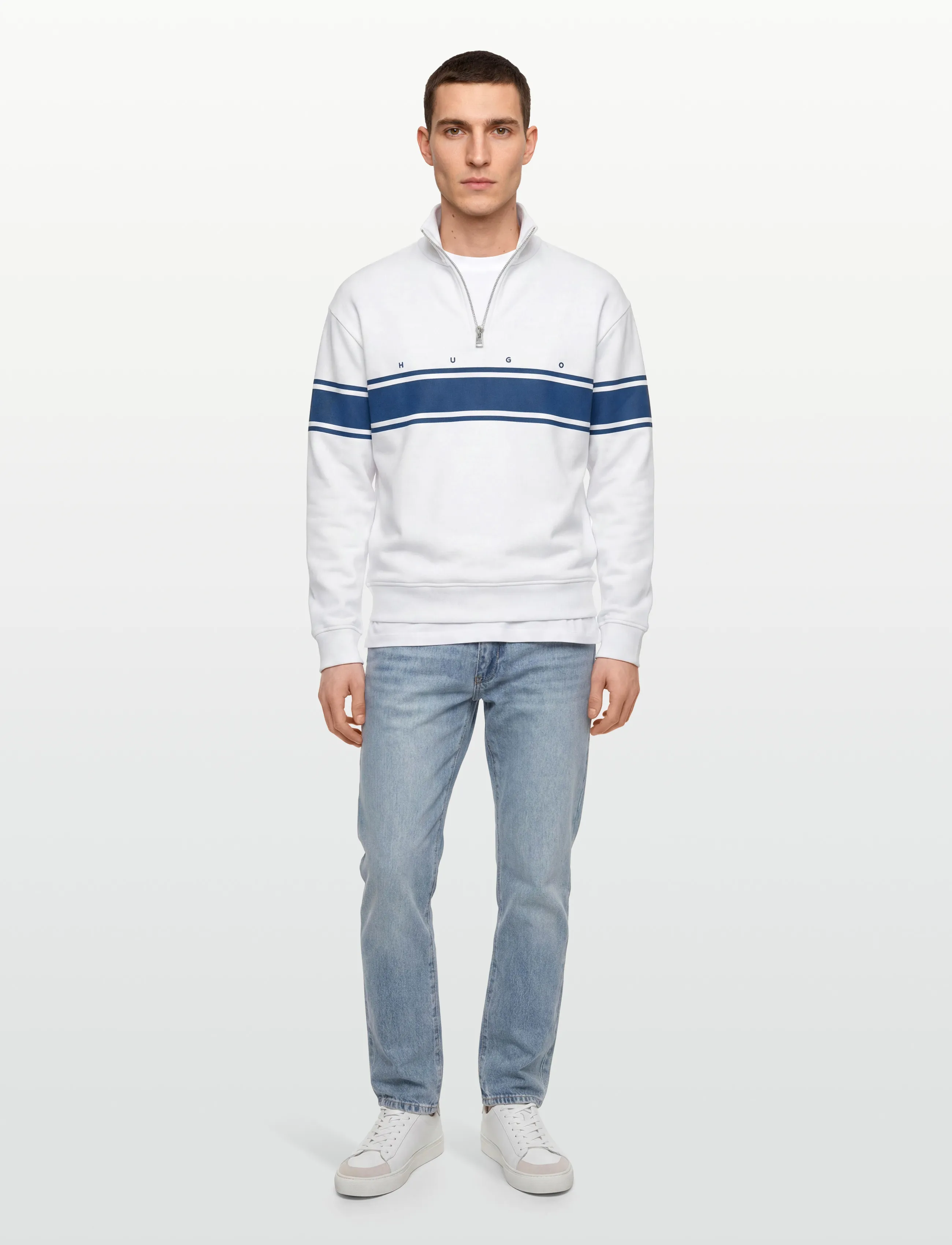 HUGO Demsizip - Half zip jumpers - WHITE / white