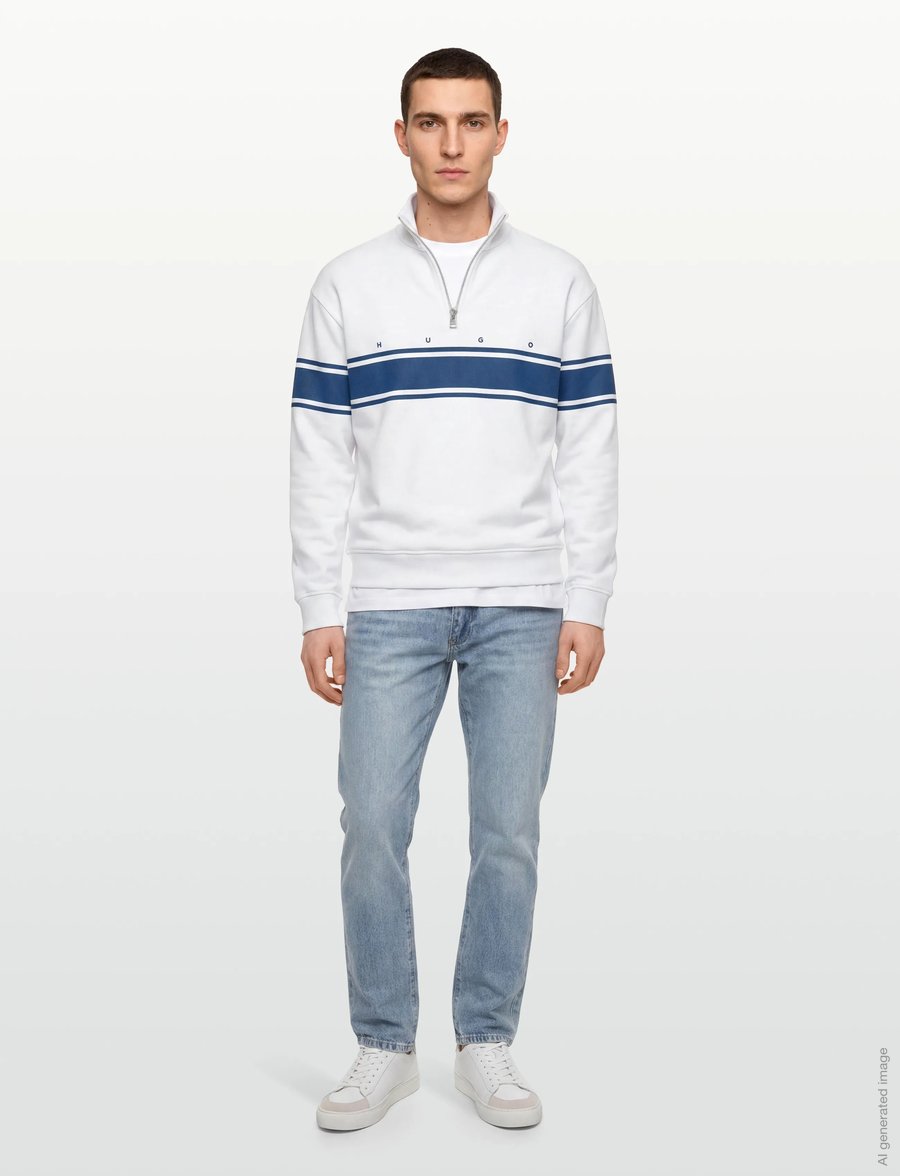 HUGO - Demsizip - pullover mit halbem reißverschluss - white - 0