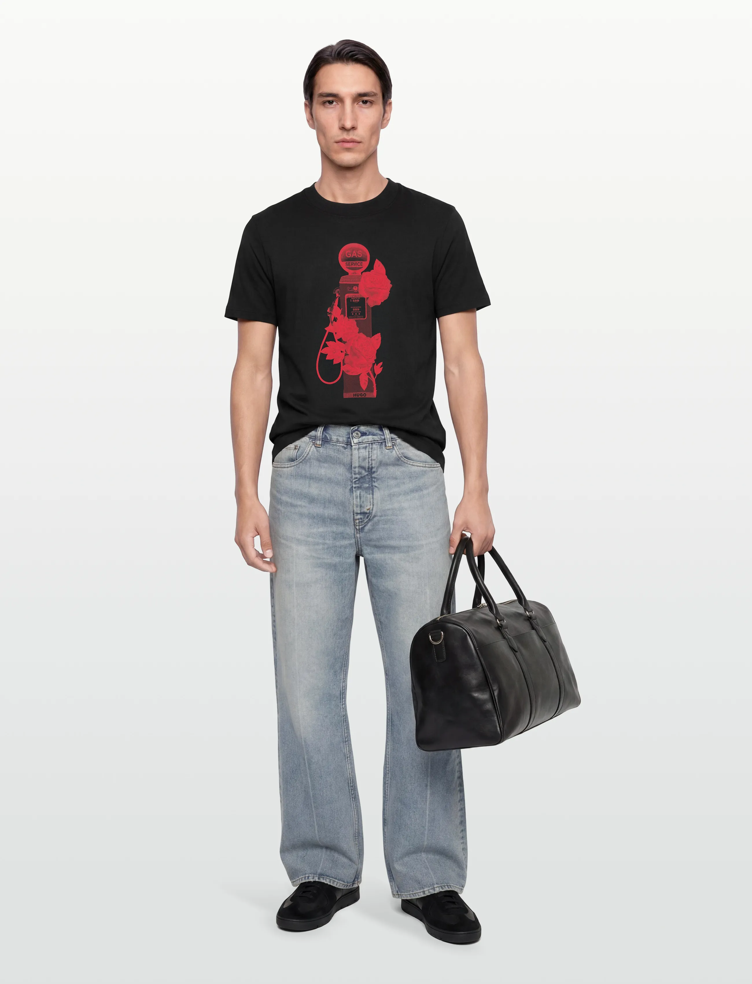 HUGO Dikerd, Mænd, Printet T-Shirt, Sort, Str: M