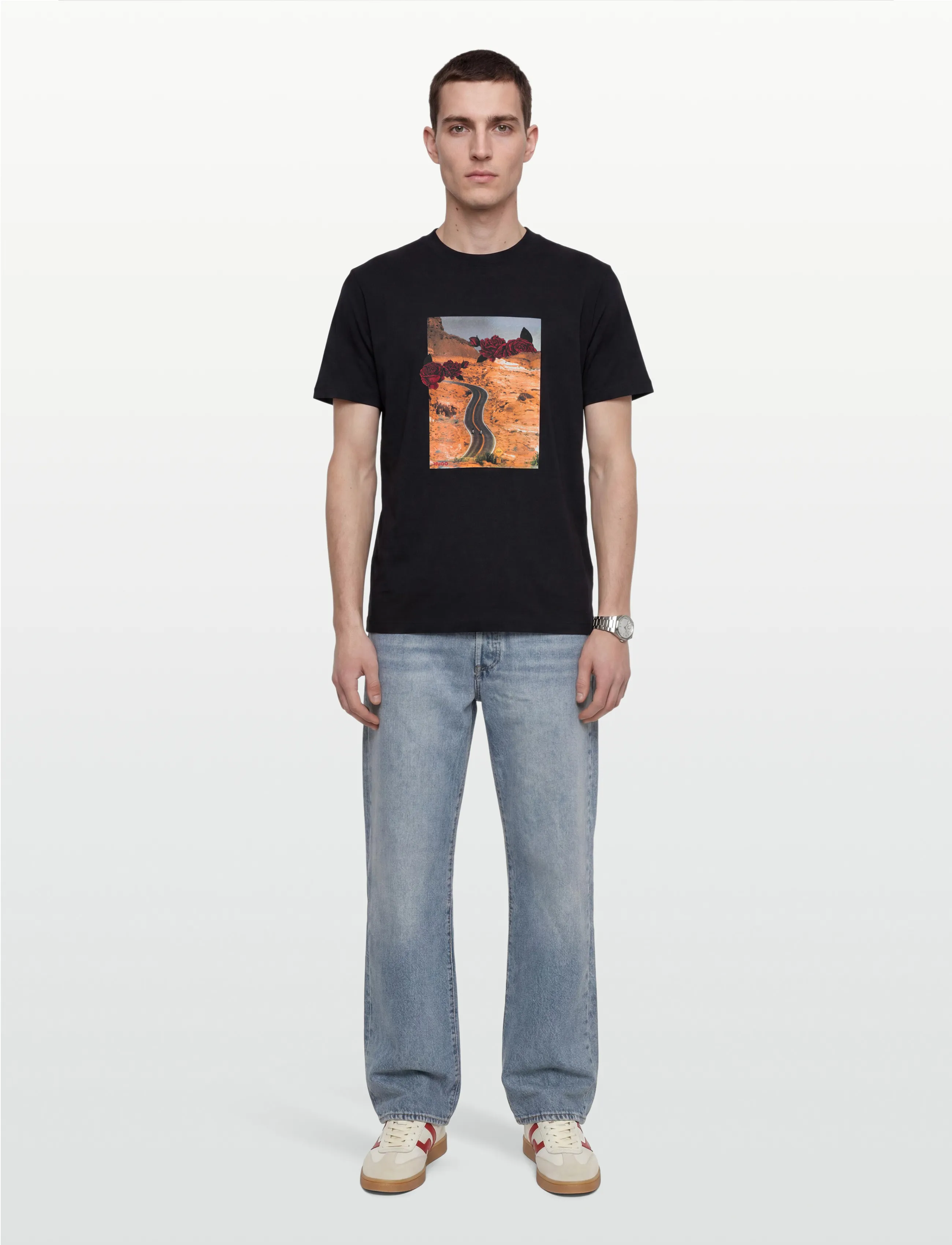 HUGO Dikerd, Mænd, Printet T-Shirt, Sort, Str: M