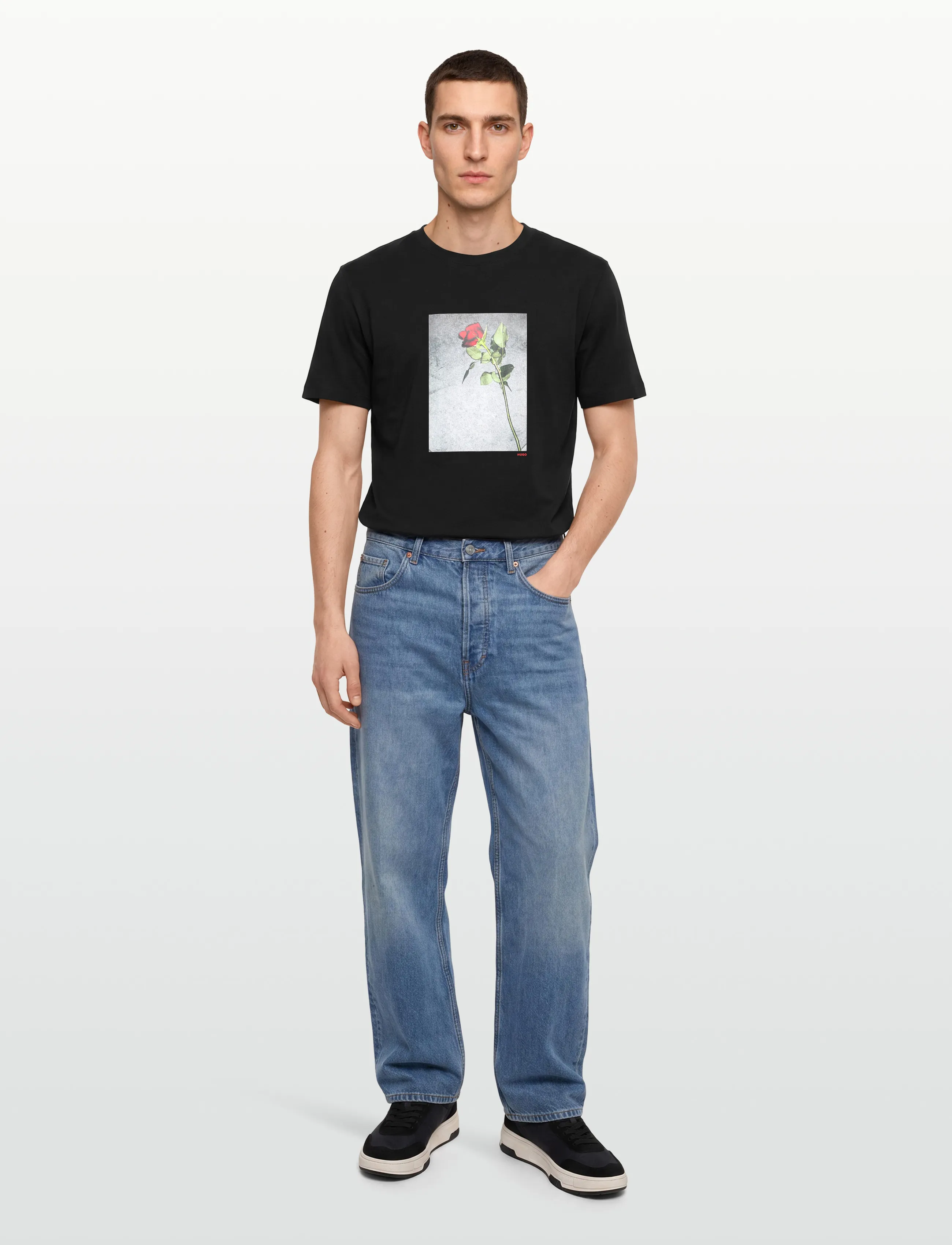 HUGO Durose, M, T-shirts, Schwarz - Short-sleeved, Männerswear