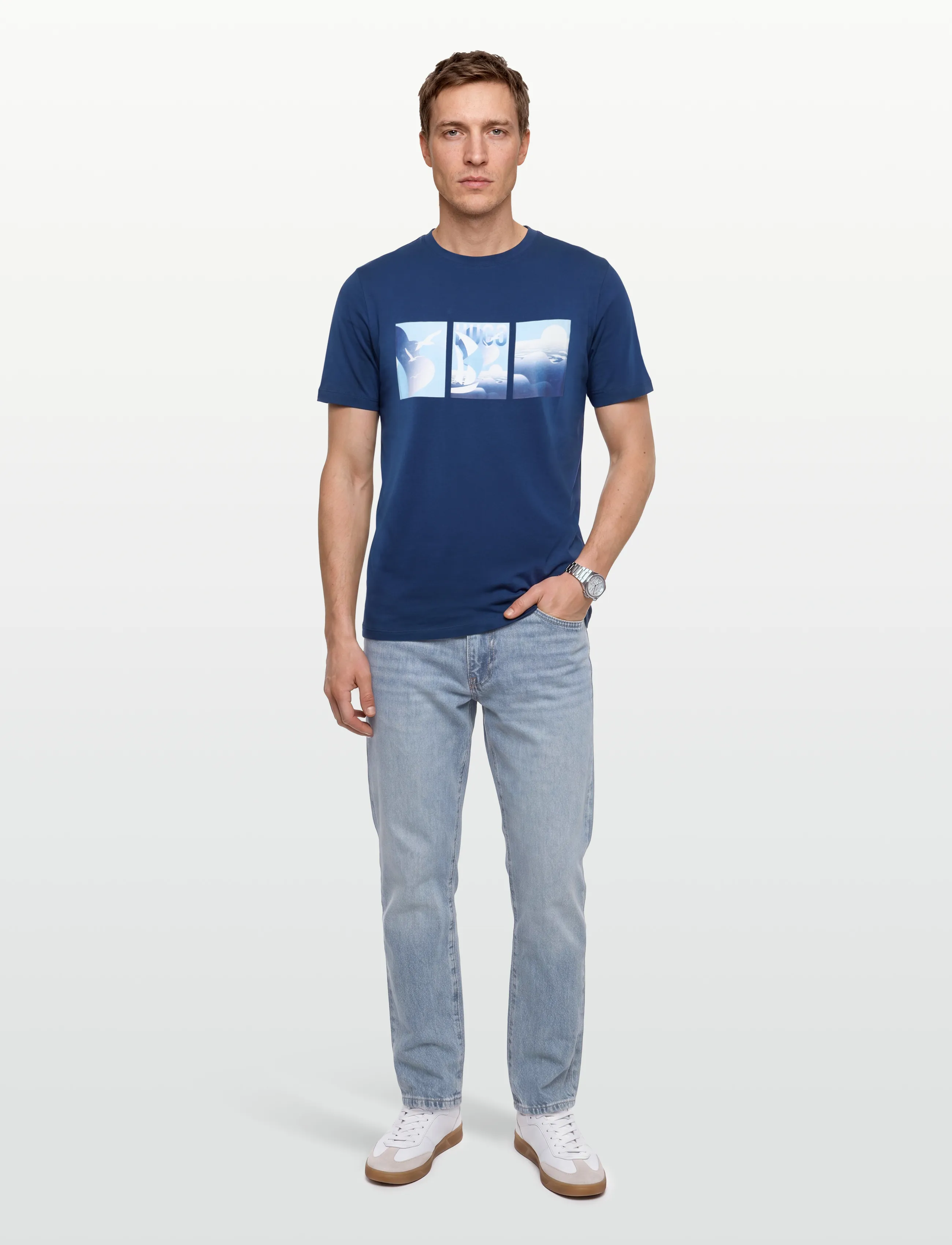 HUGO Durose, S, T-shirts, Marineblau - Short-sleeved, Männerswear