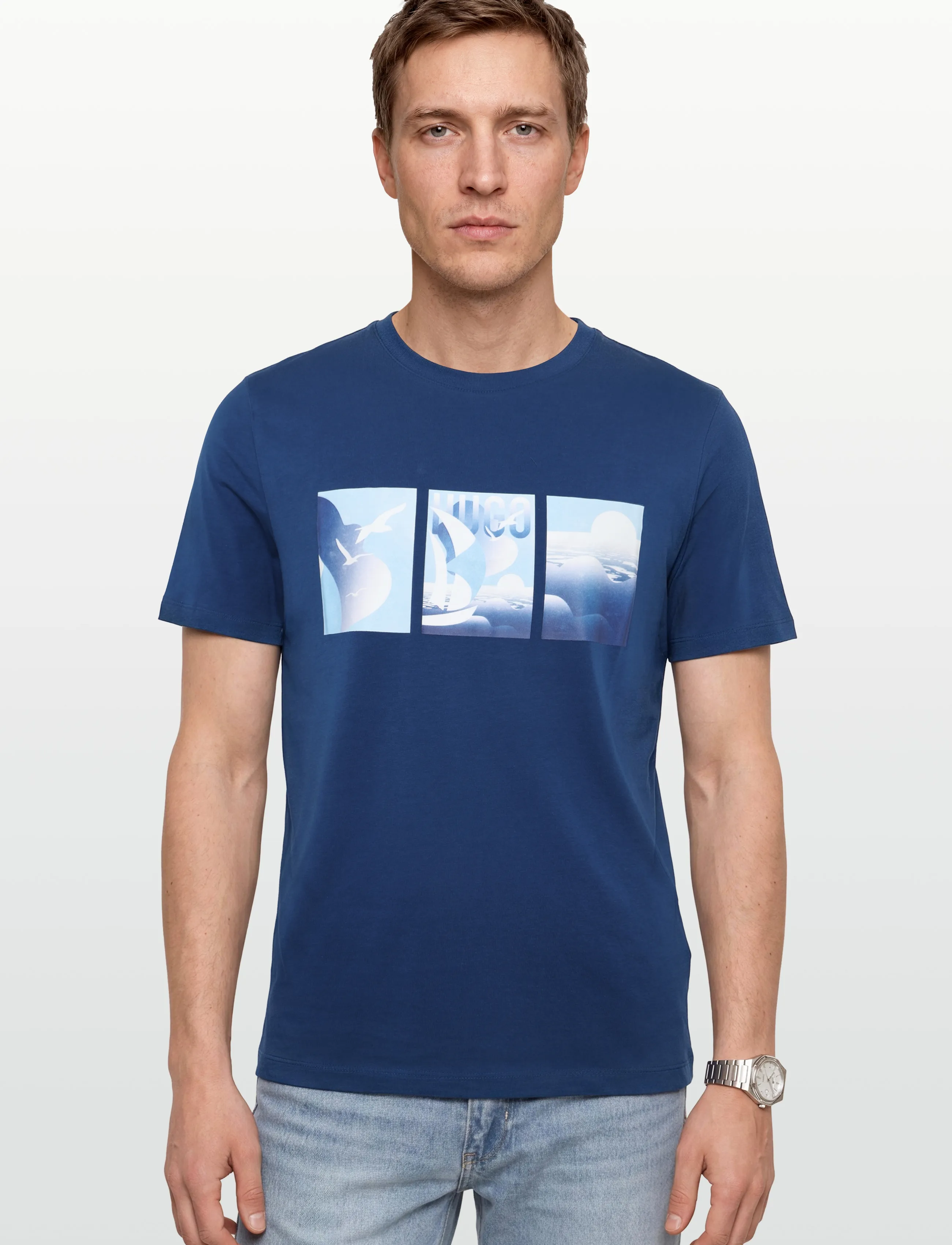 HUGO - Durose - lühikeste varrukatega t-särgid - open blue - 3