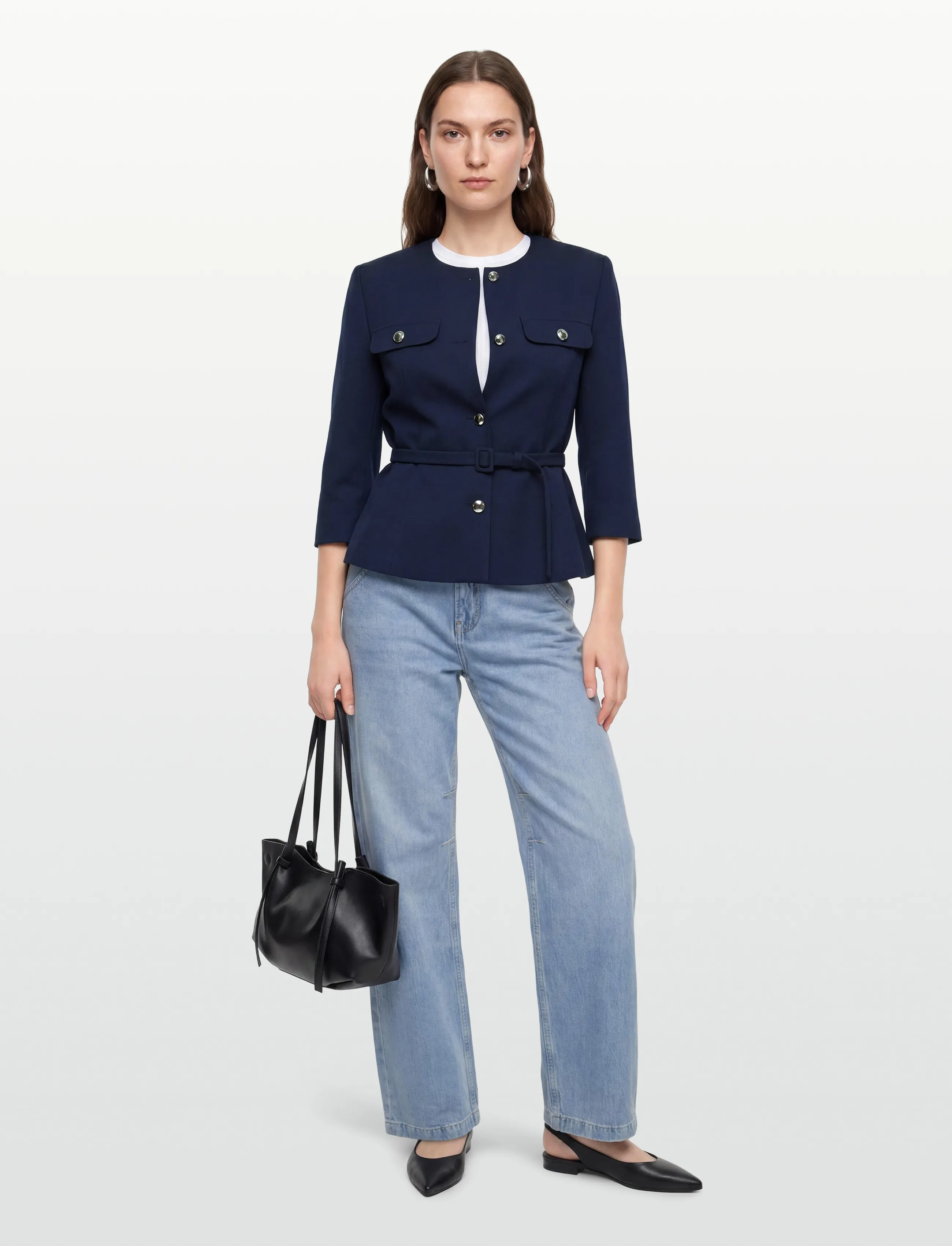 HUGO - Althia - blazer mit gürtel - medium blue - 0