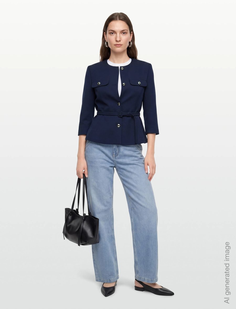 HUGO - Althia - blazer mit gürtel - medium blue - 0