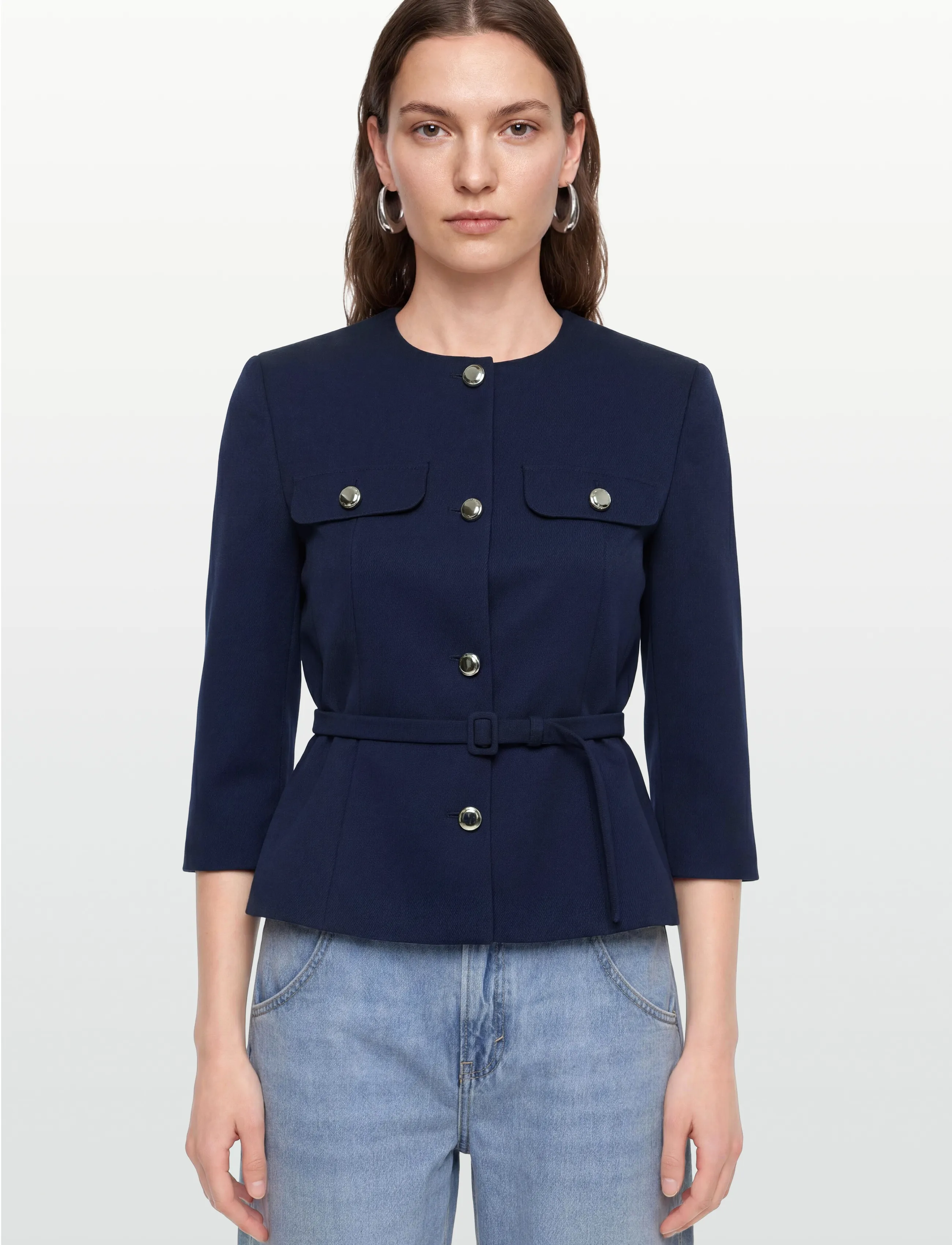 HUGO - Althia - blazer mit gürtel - medium blue - 3