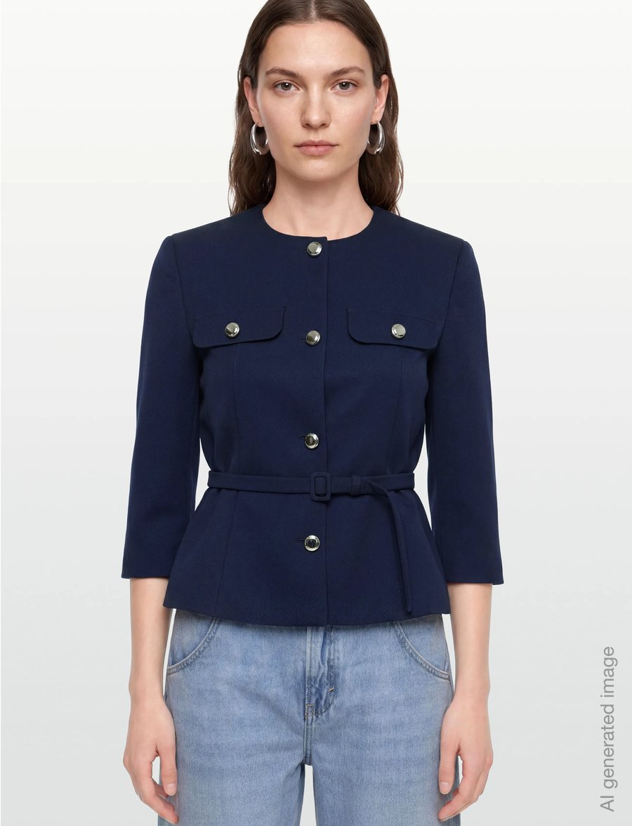 HUGO - Althia - blazer mit gürtel - medium blue - 3