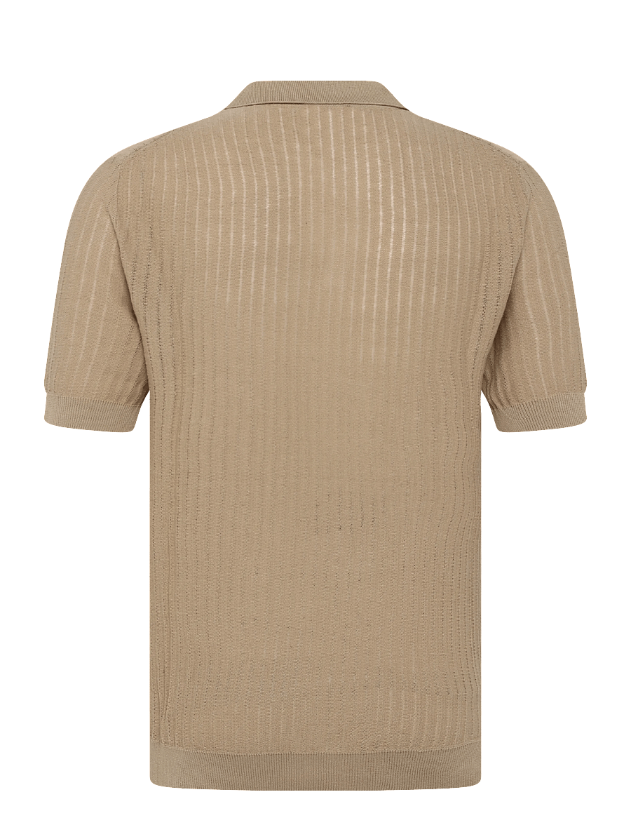 HUGO - Seemant - langärmlige strick-polohemden - medium beige - 1