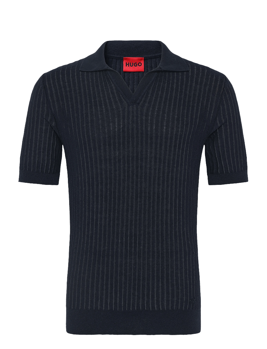 HUGO - Seemant - langärmlige strick-polohemden - navy - 1