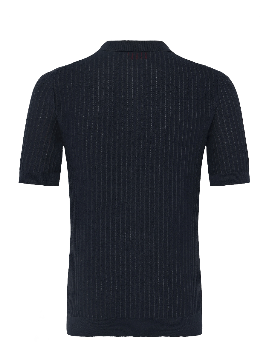 HUGO - Seemant - langärmlige strick-polohemden - navy - 2