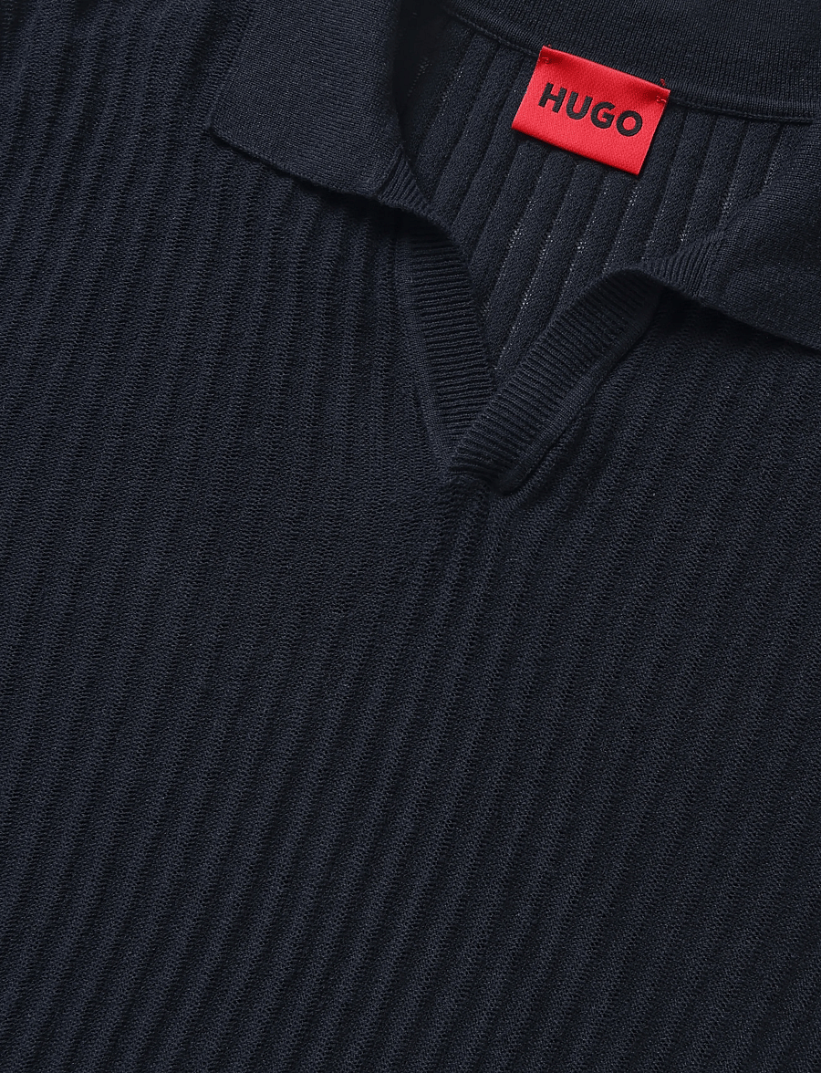 HUGO - Seemant - langärmlige strick-polohemden - navy - 5