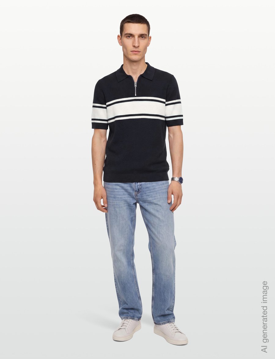 HUGO - Sholton - langärmlige strick-polohemden - dark blue - 0