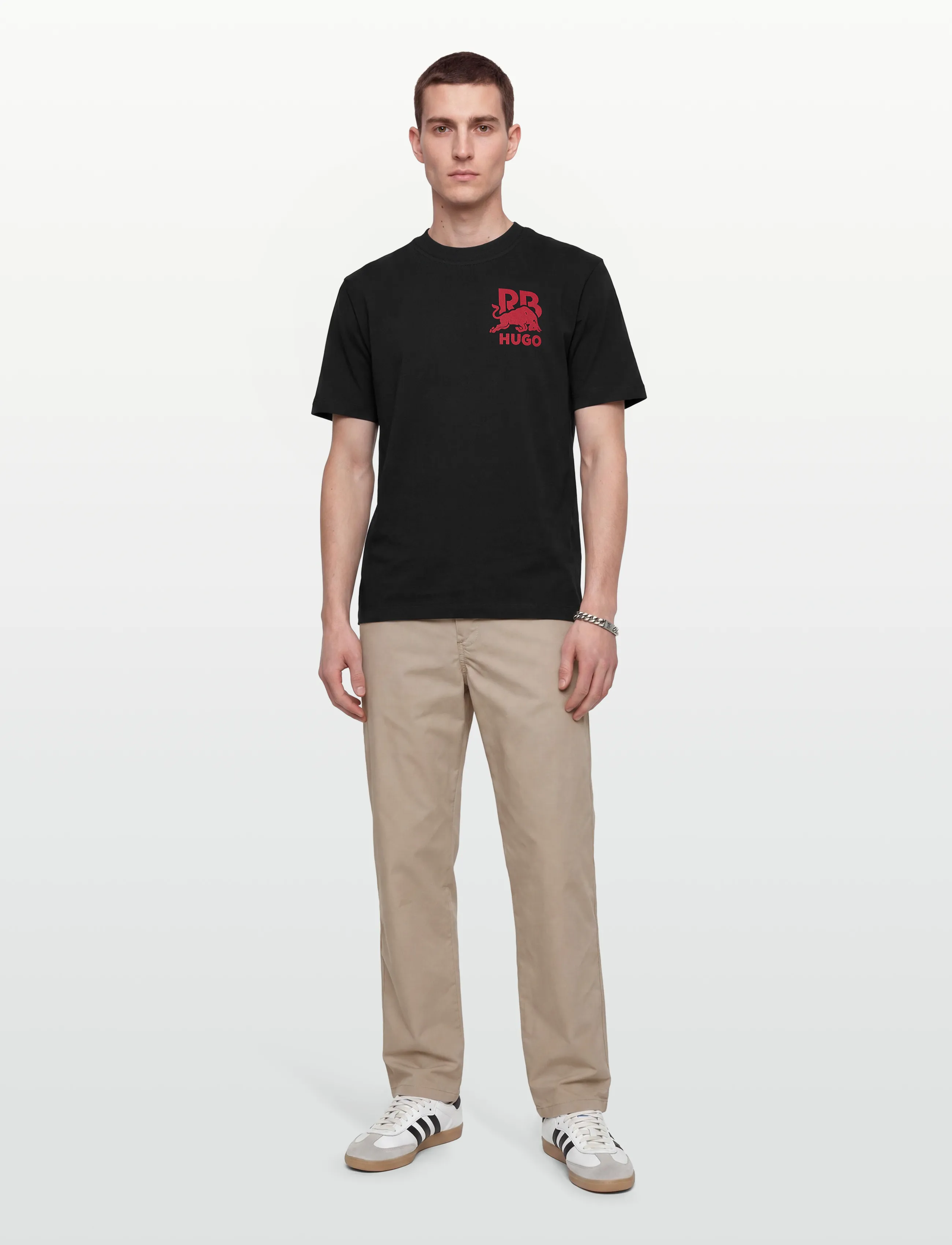 HUGO Delel_Rb, S, T-shirts, Schwarz - Short-sleeved, Männerswear