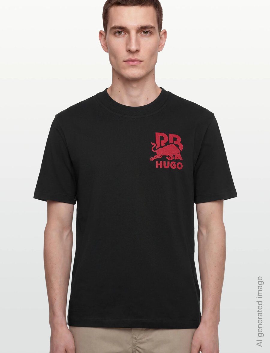 HUGO - Delel_RB - short-sleeved t-shirts - black - 3