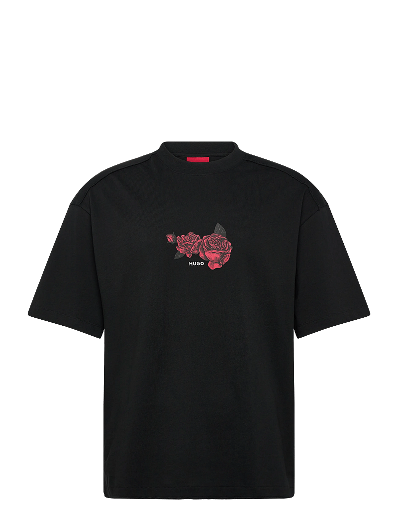 HUGO - Domans - short-sleeved t-shirts - black - 0