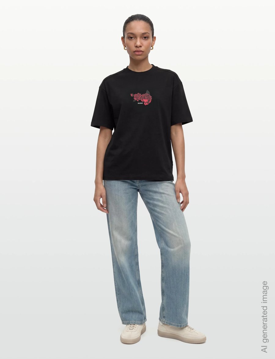 HUGO - Domans - t-shirts - black - 0