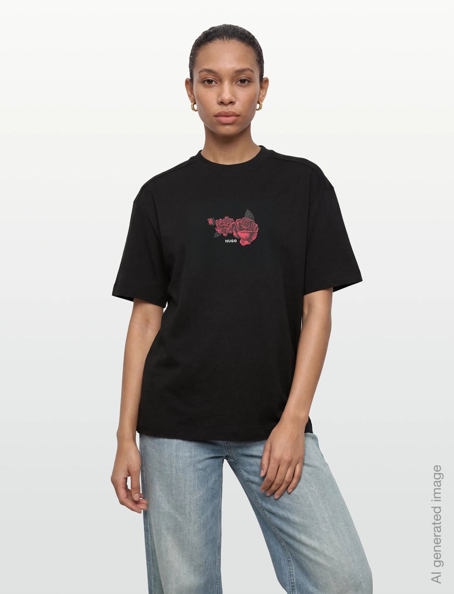 HUGO - Domans - t-shirts - black - 3