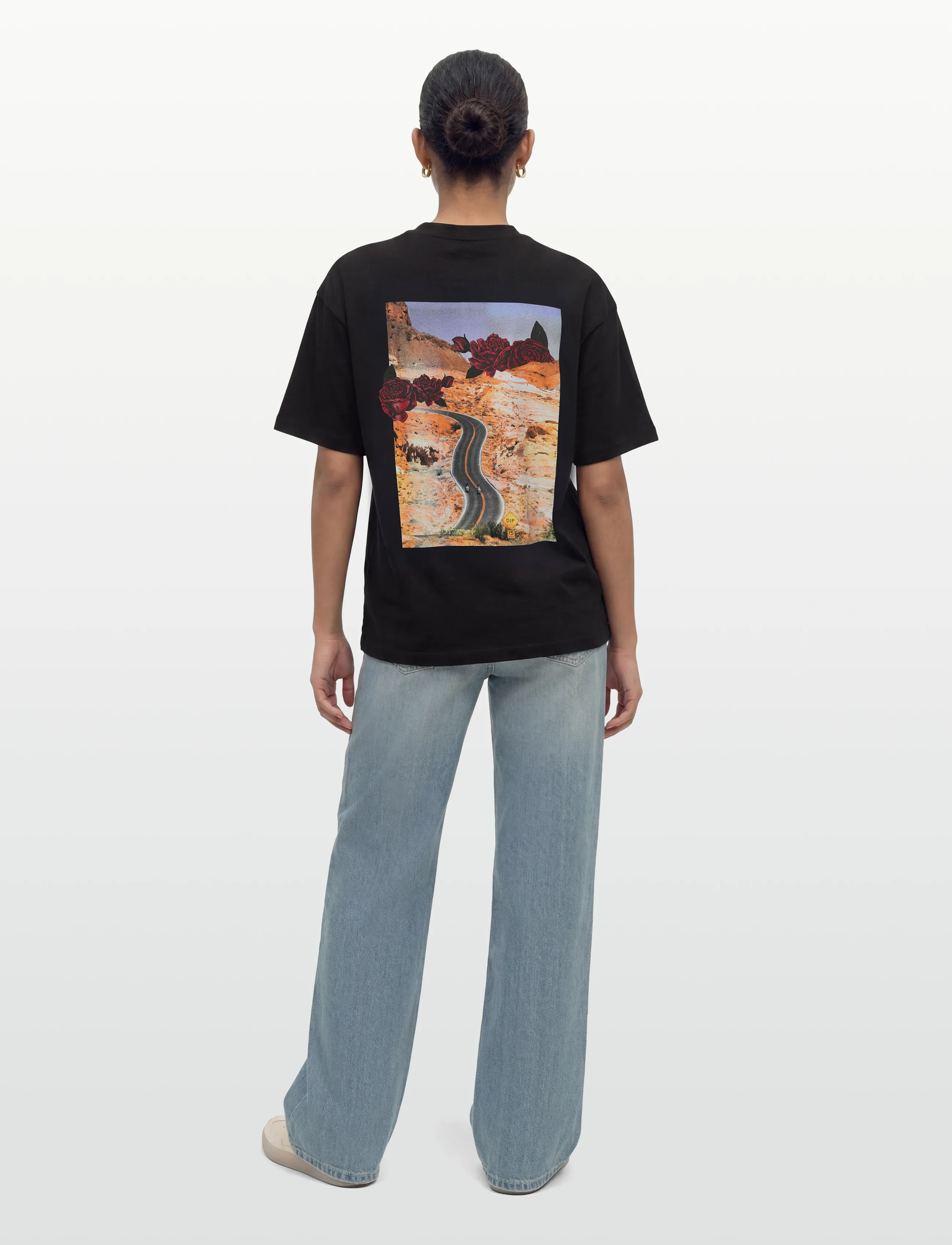 Oversized-fit cotton T-shirt with biker and roses graphic 7