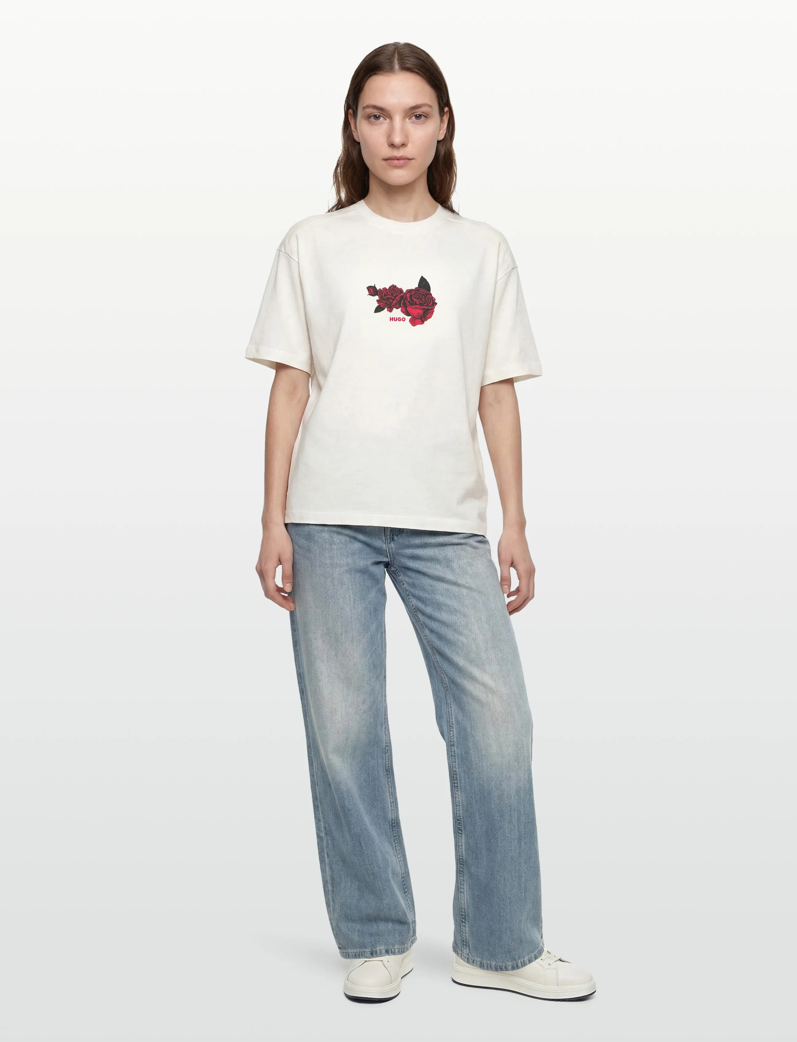 HUGO Domans, XS, T-shirts, Creme - Short-sleeved, Frauen
