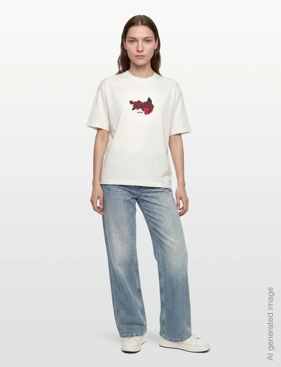 HUGO - Domans - t-shirts - natural - 0