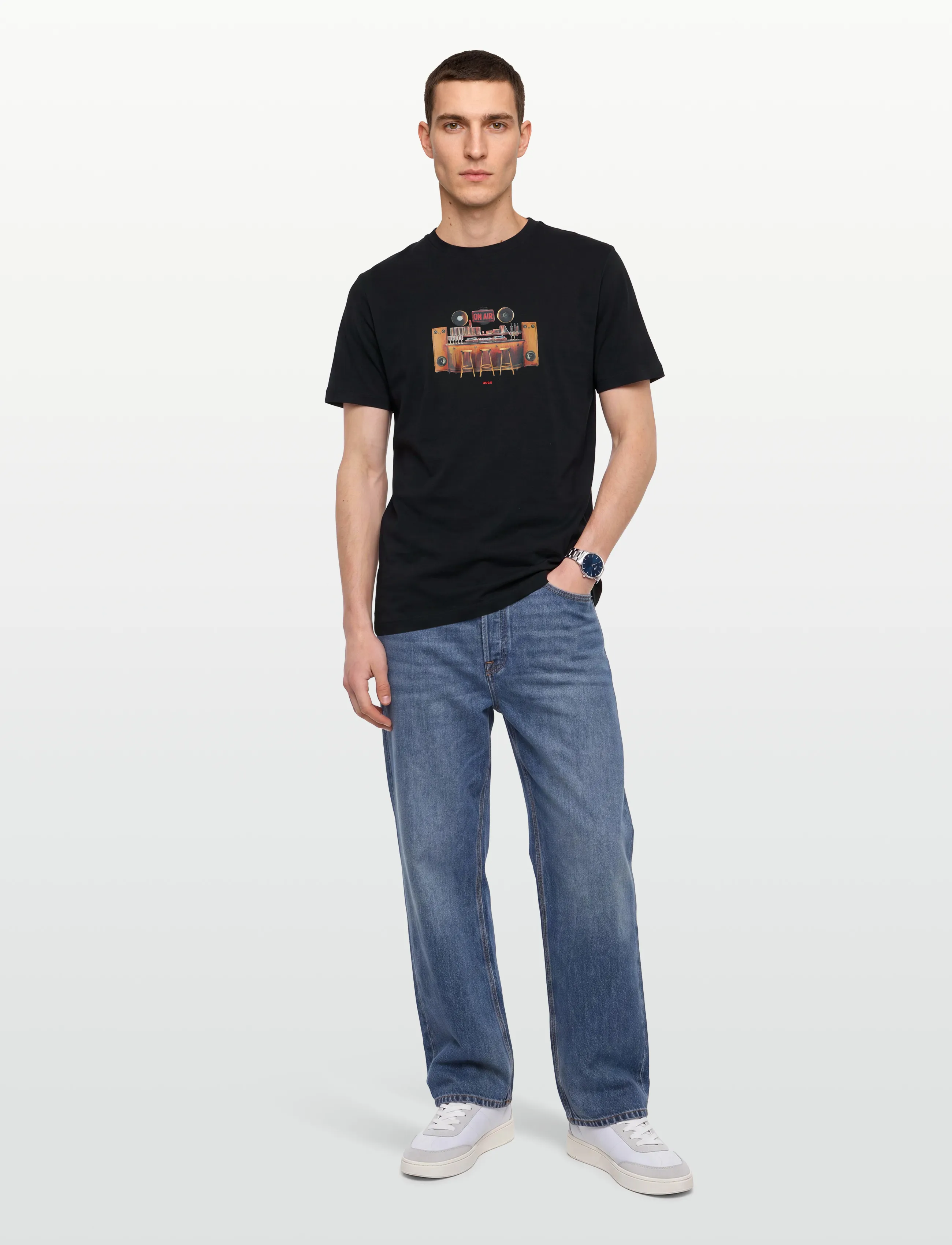 HUGO Durectee, Mænd, T-Shirt Med Grafisk Tryk, Sort, Str: XXL