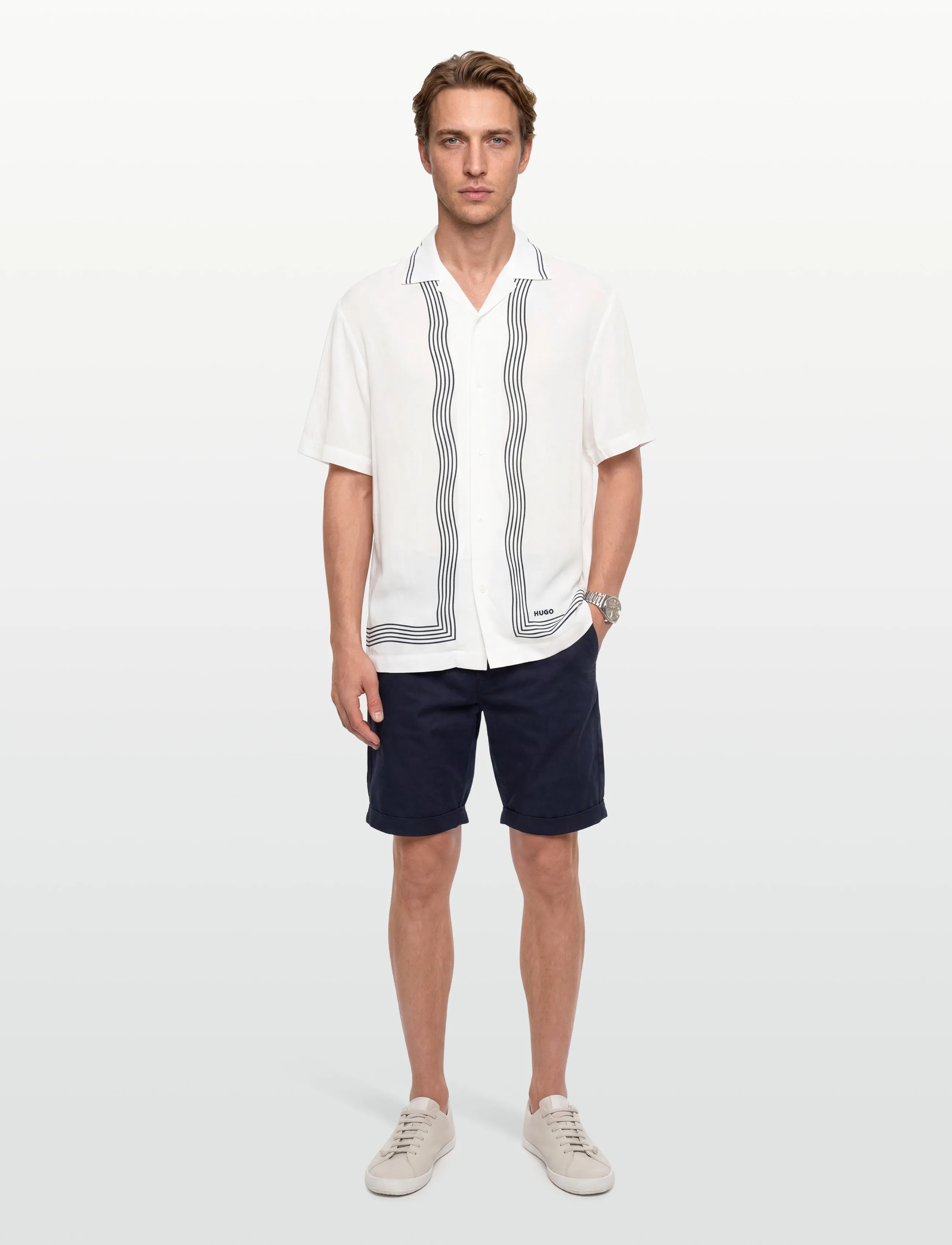 HUGO Exolino, L, Shirts, Weiß - Casual Männerswear