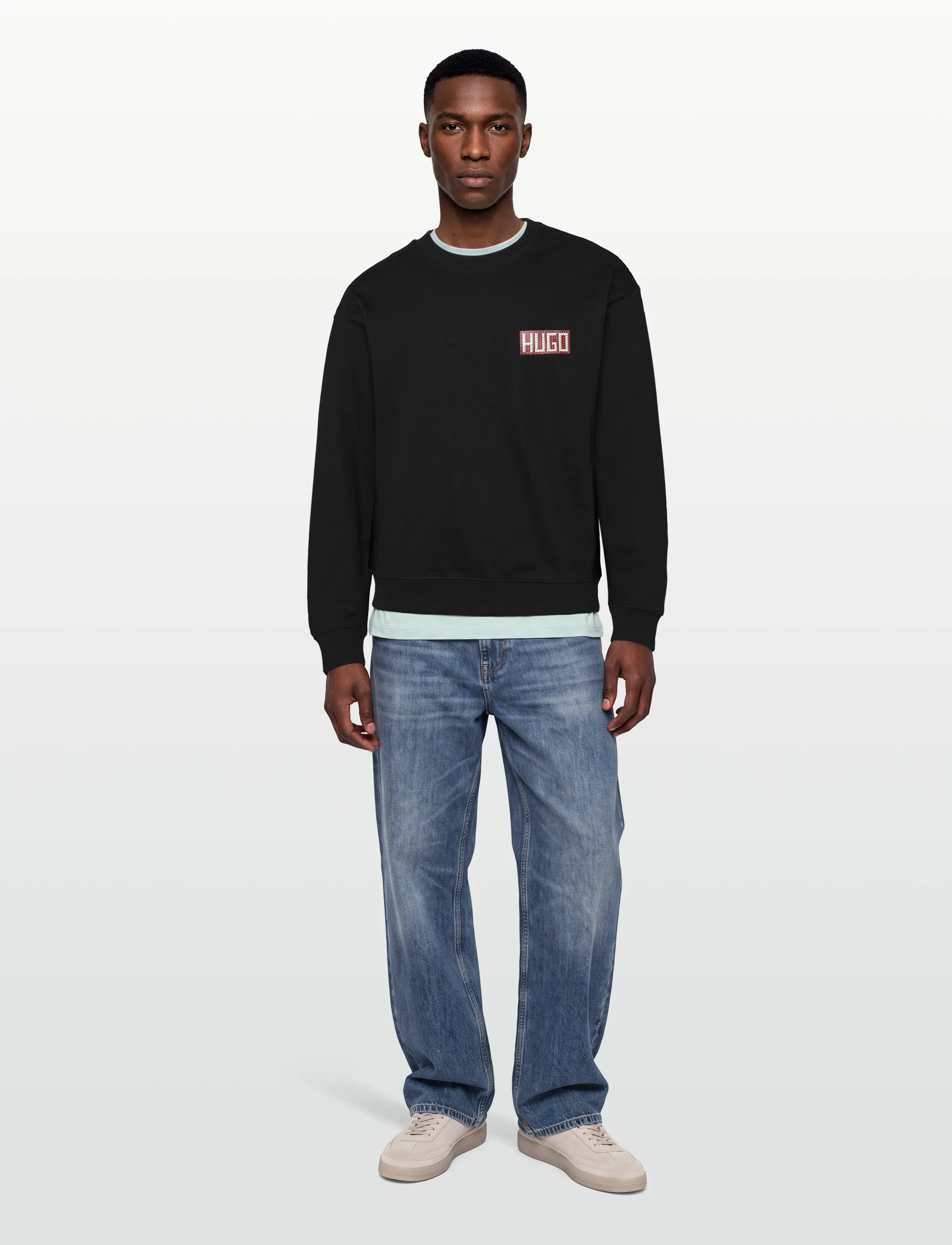 HUGO Durec, Mænd, Rundhals Sweatshirt, Sort, Str: L