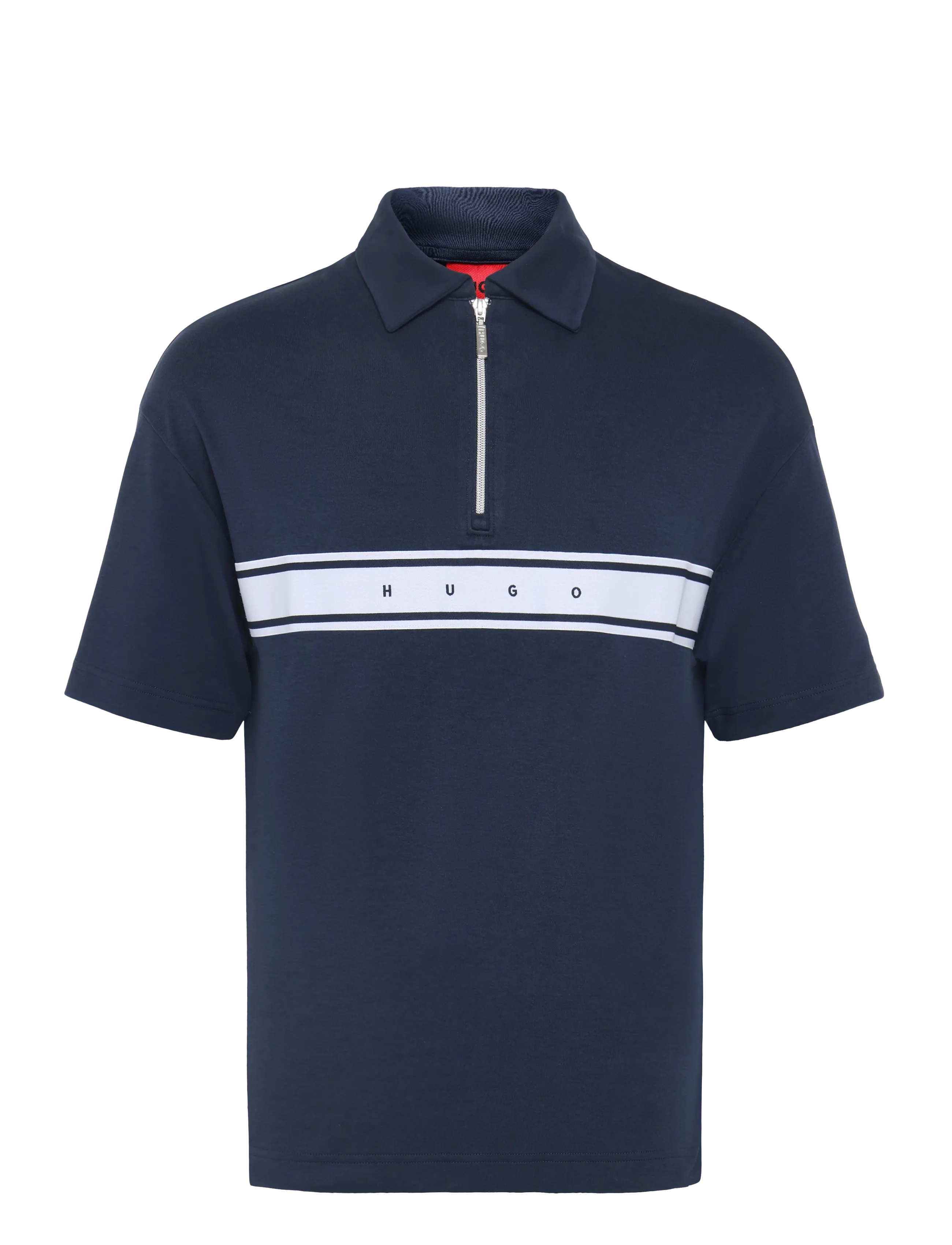 HUGO Nautix Zip Polo, Mænd, Lynlås Polo Shirt, Navy, Str: S