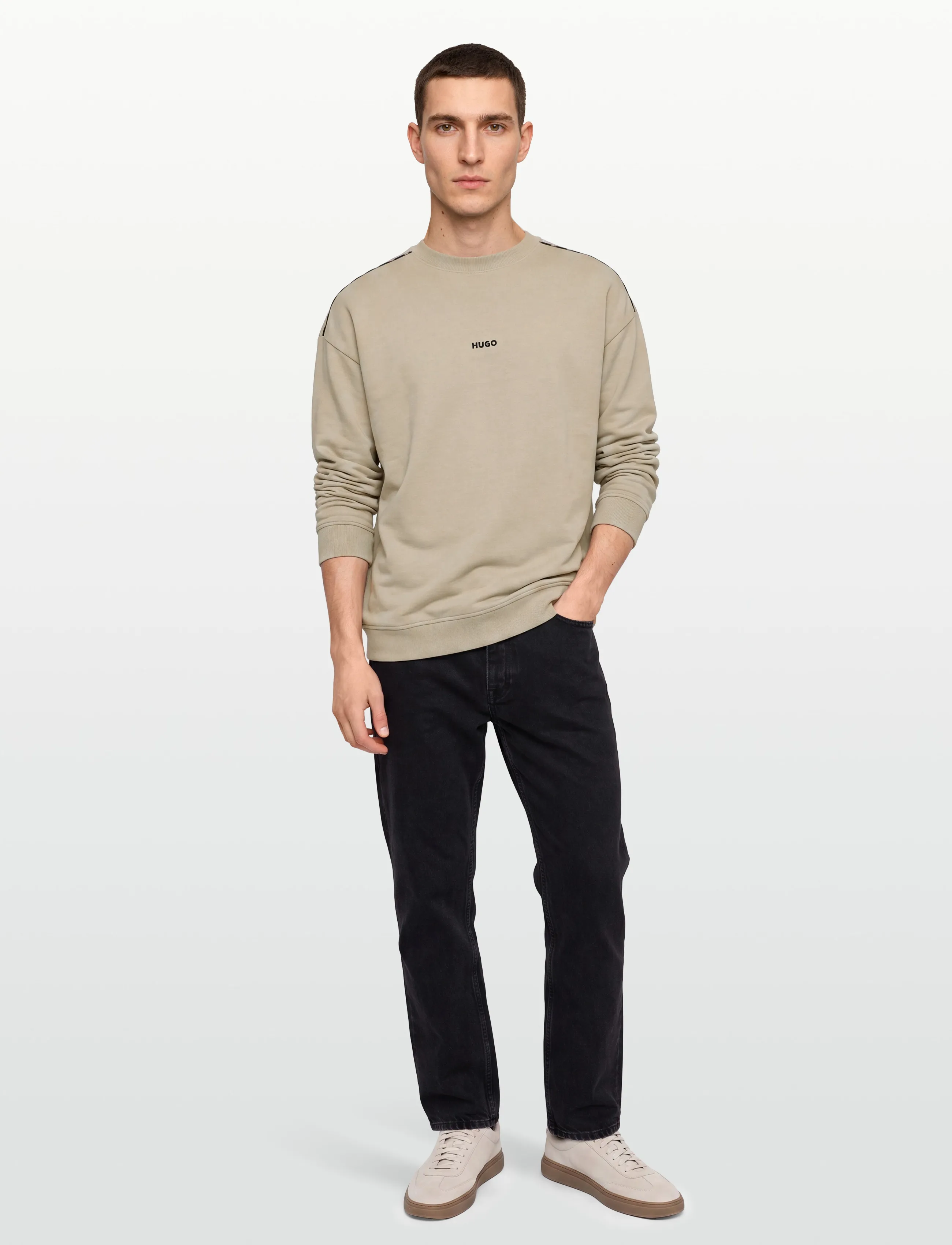 HUGO Noah Sweatshirt, S, Beige, Sweatshirts & Hættetrøjer > Sweatshirts, Herre