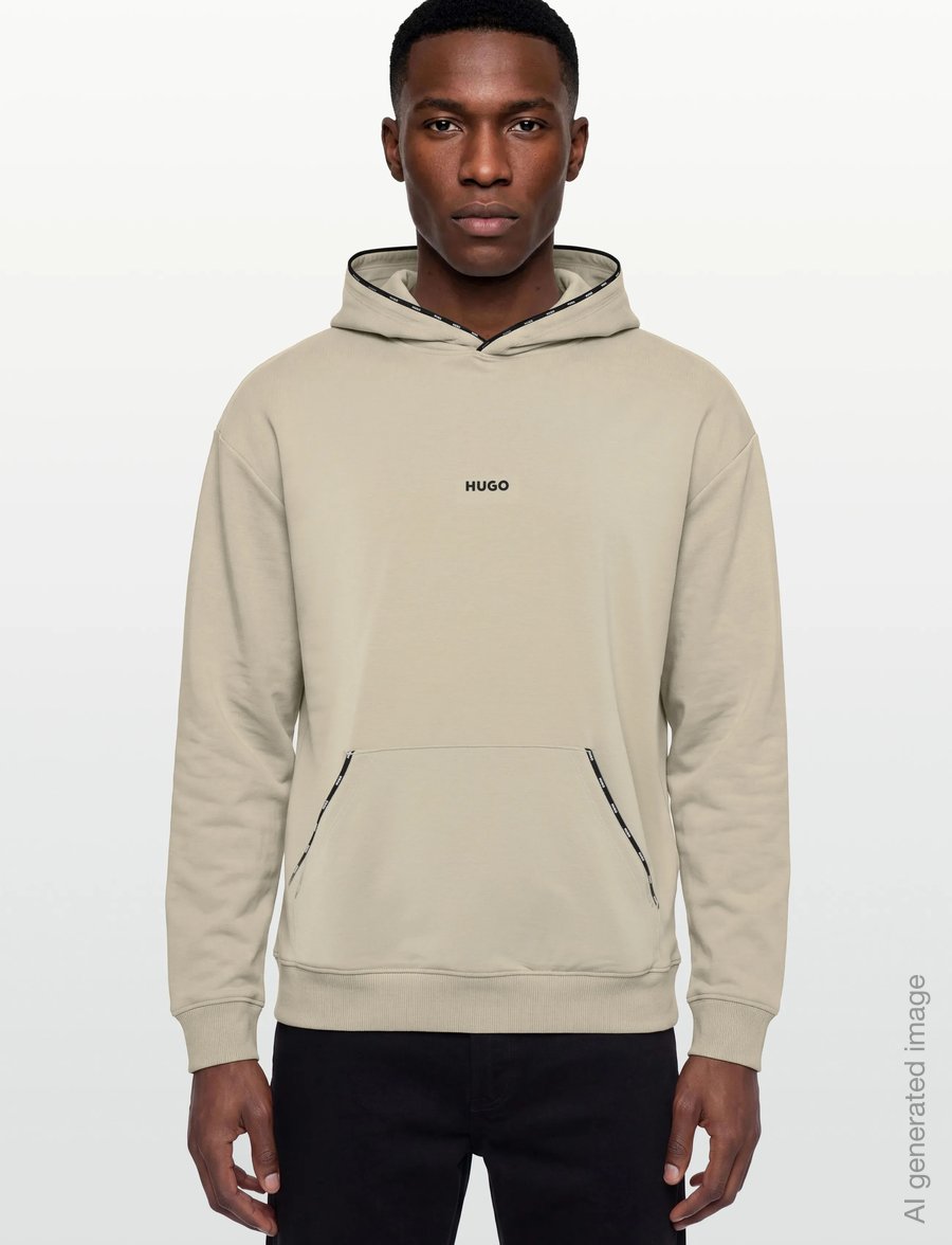 HUGO - NOAH HOODIE - kapuzenpullover - beige overflow - 3
