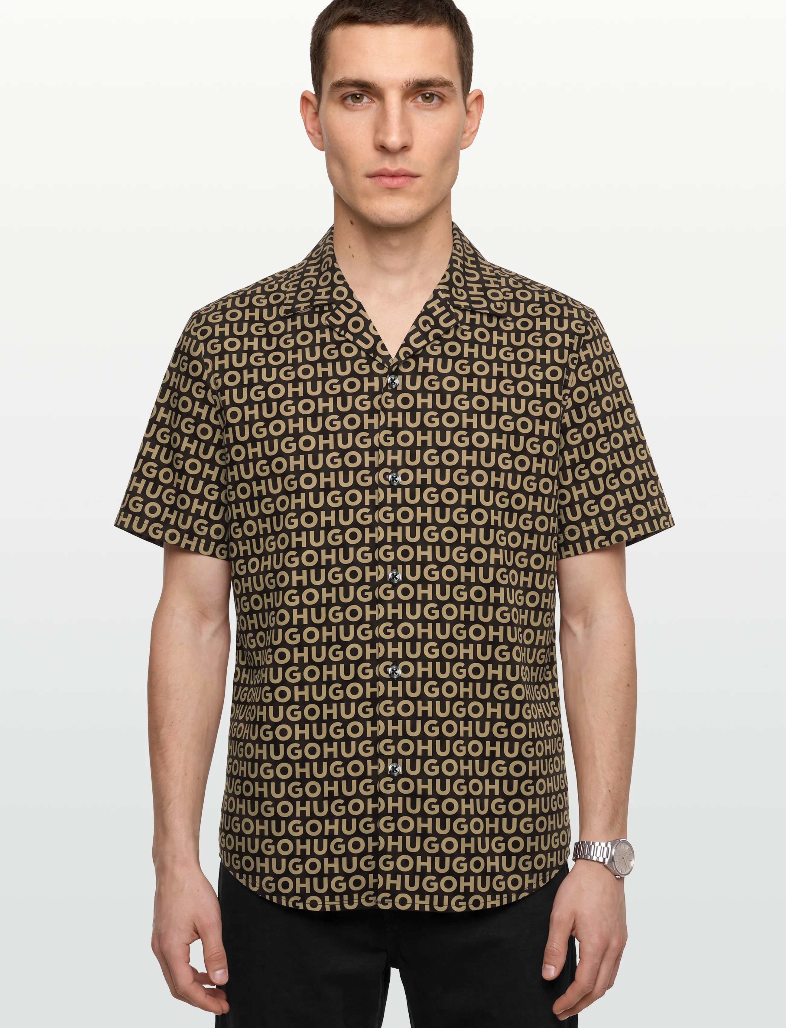 HUGO - Ellino - gemusterte hemden - beige overflow - 3
