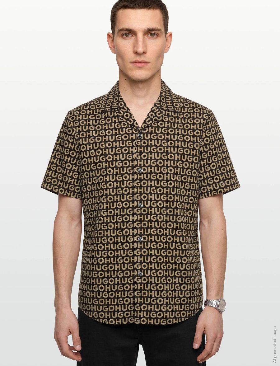 HUGO - Ellino - gemusterte hemden - beige overflow - 3