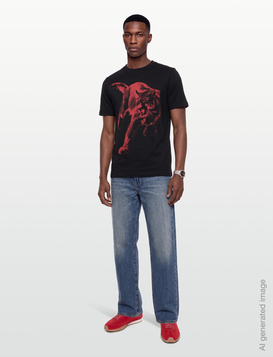 HUGO - Daffilo - kortärmade t-shirts - black - 0