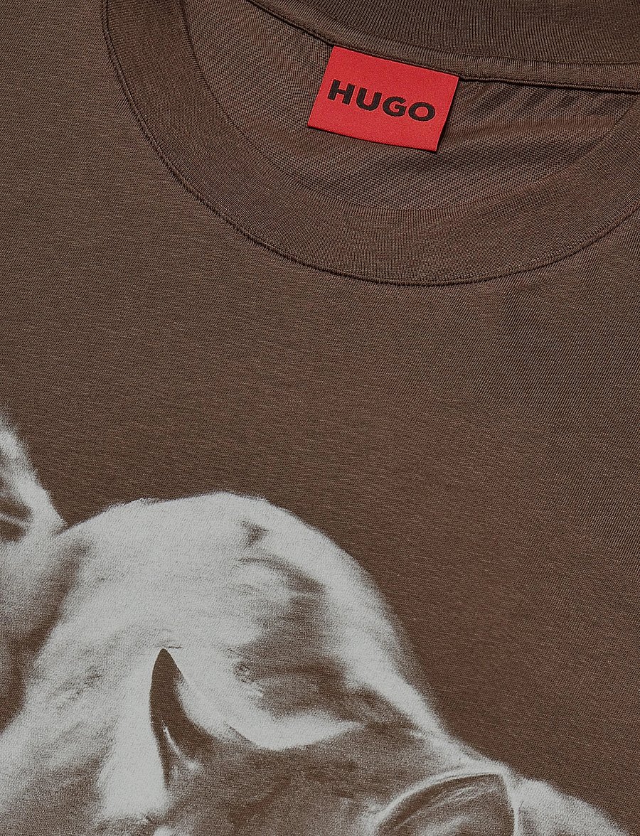 HUGO - Daffilo - kurzärmelige t-shirts - brown overflow - 2