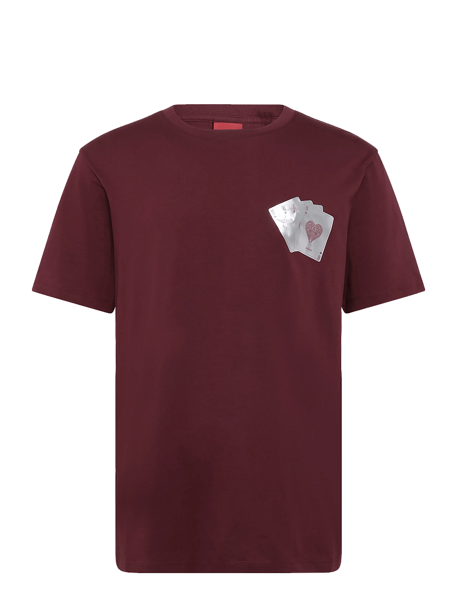 HUGO - Dahr - kurzärmelige t-shirts - dark pink - 0