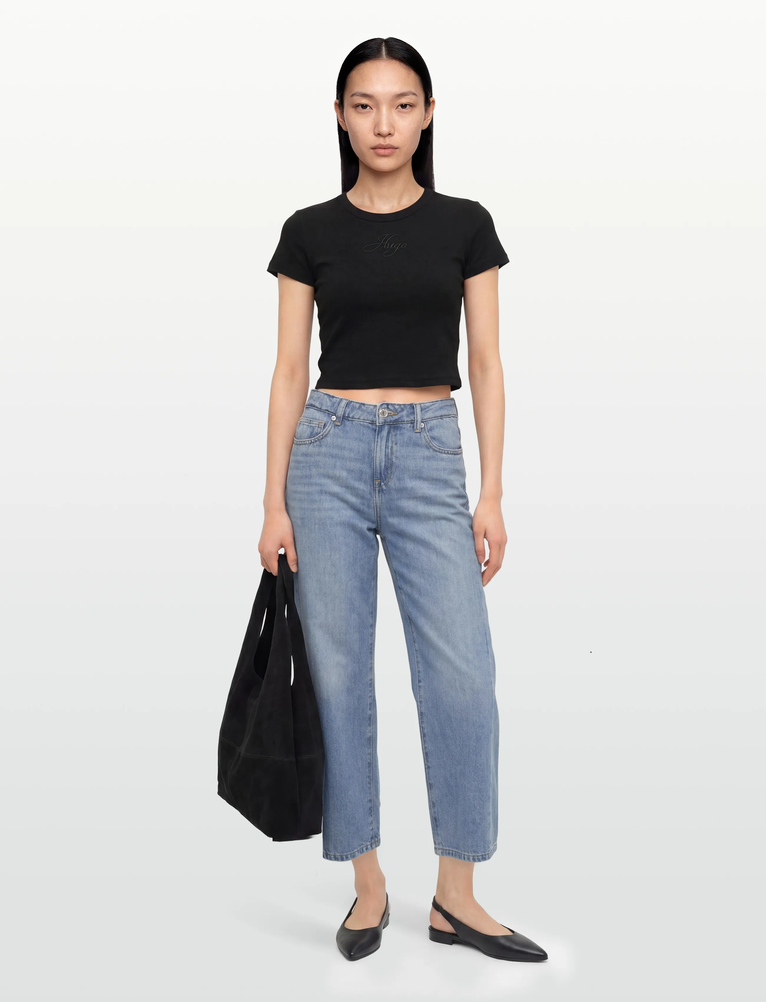 HUGO Delanor_3, XL, Black, T-Shirts & Toppe > Kortærmede, Dame
