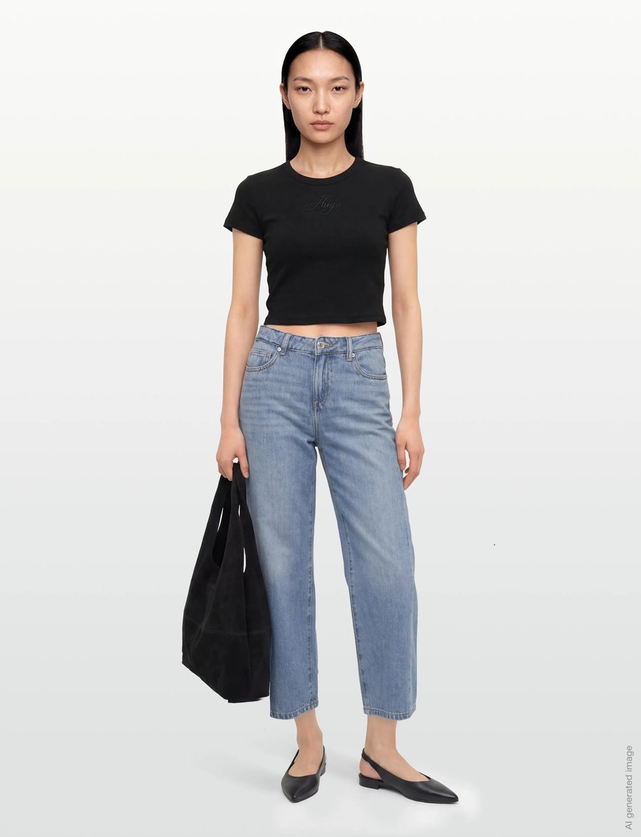 HUGO - Delanor_3 - crop tops - black - 0