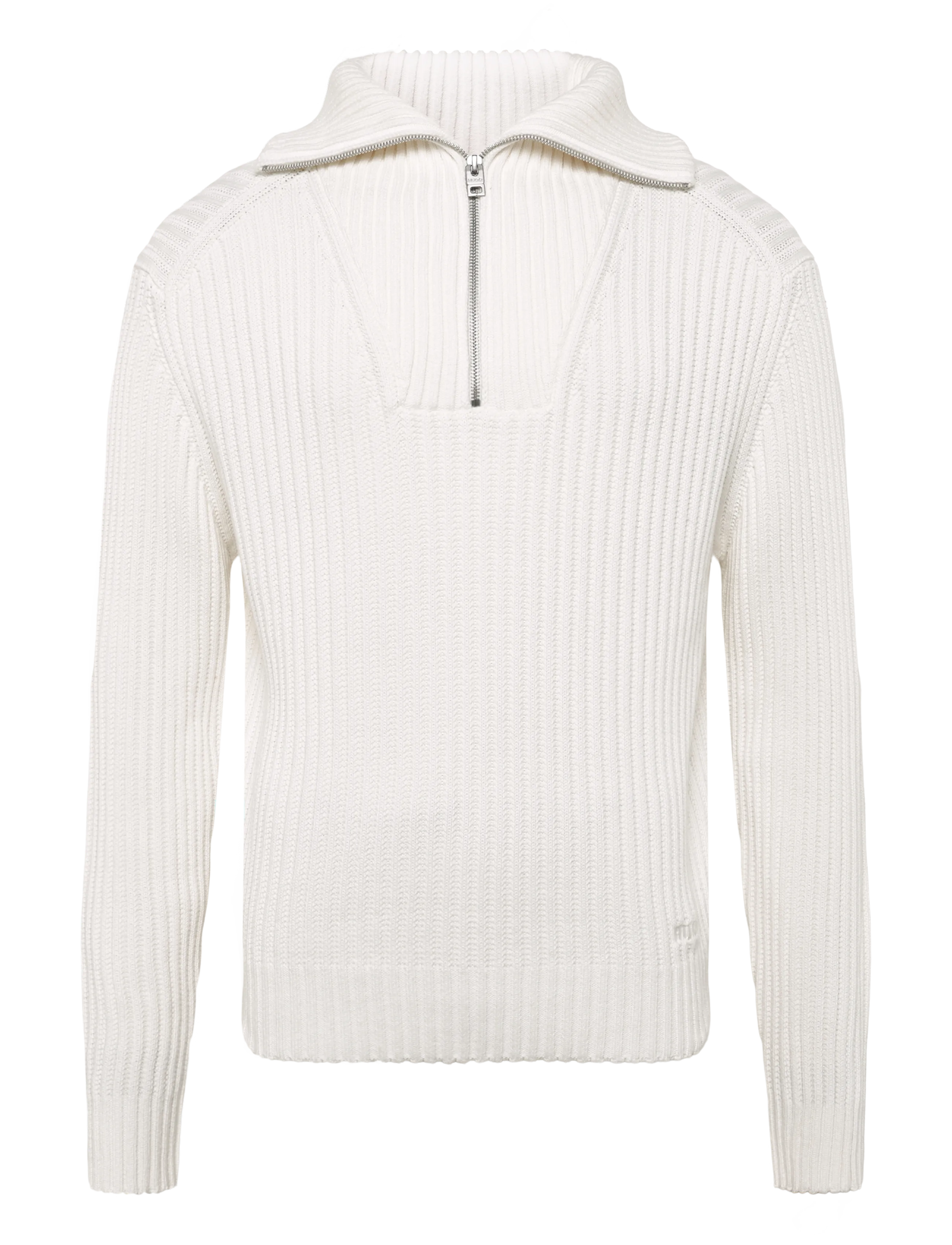 HUGO Srithon - Pullover mit halbem Reißverschluss - NATURAL / white