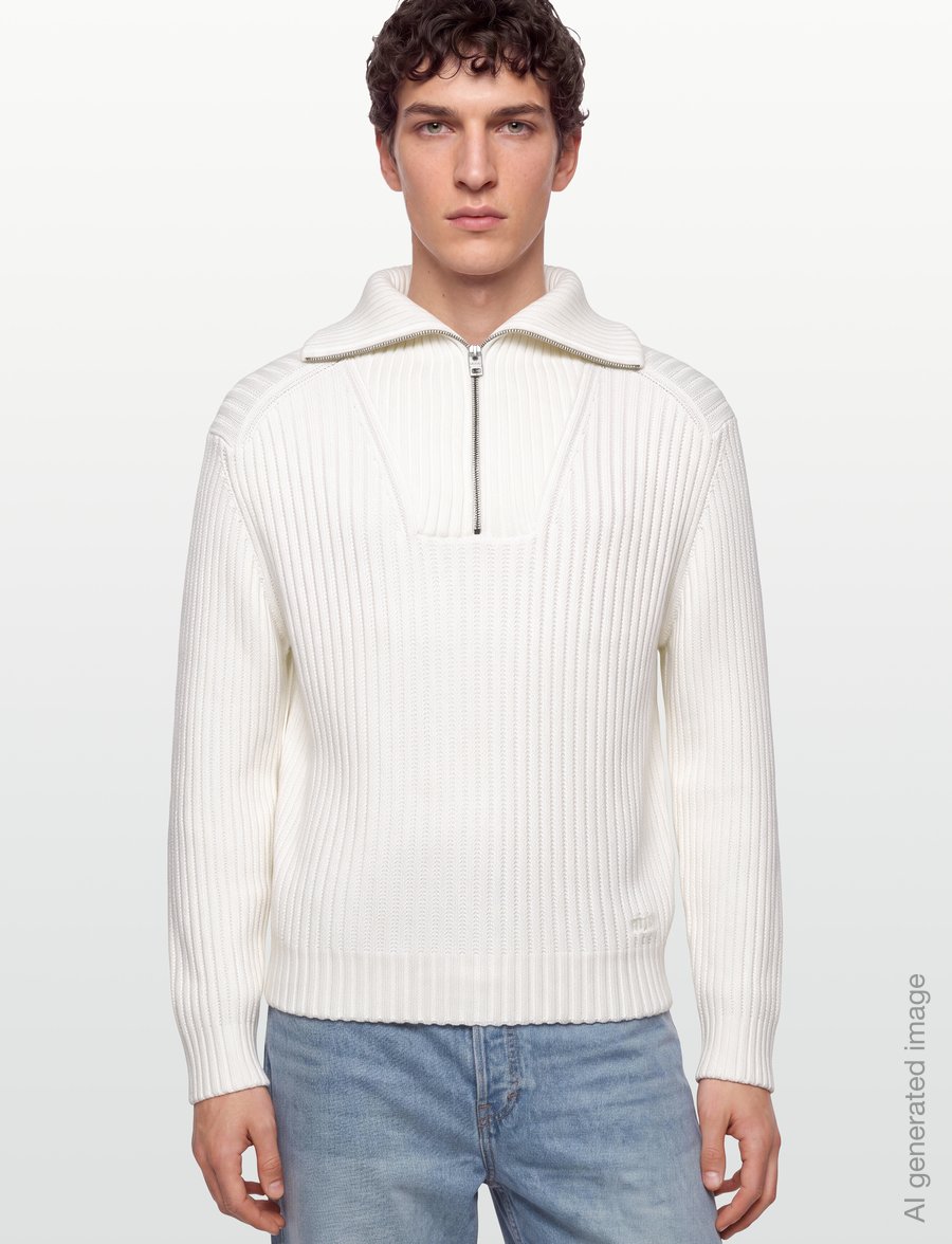 HUGO - Srithon - half zip jumpers - natural - 3