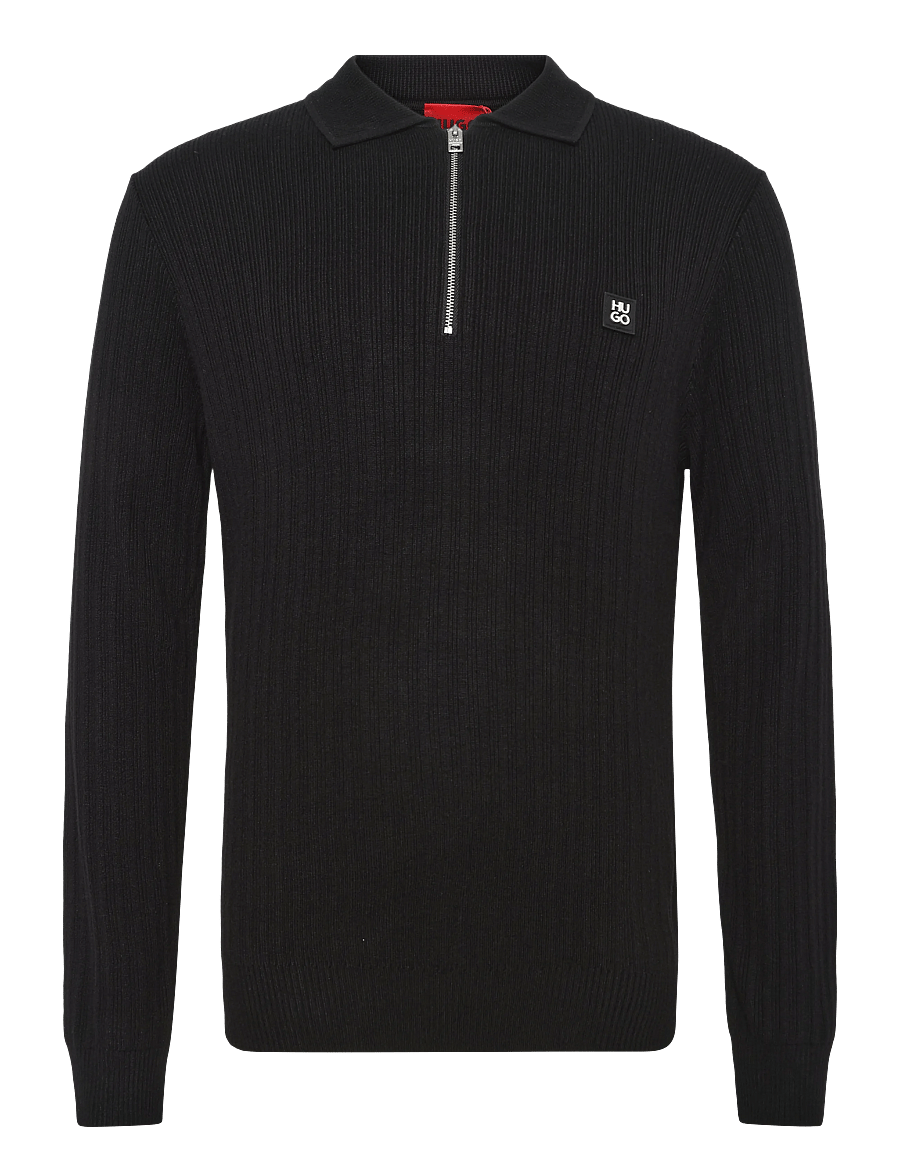 HUGO - Sastaron - poloer i strik med lange ærmer - black - 0