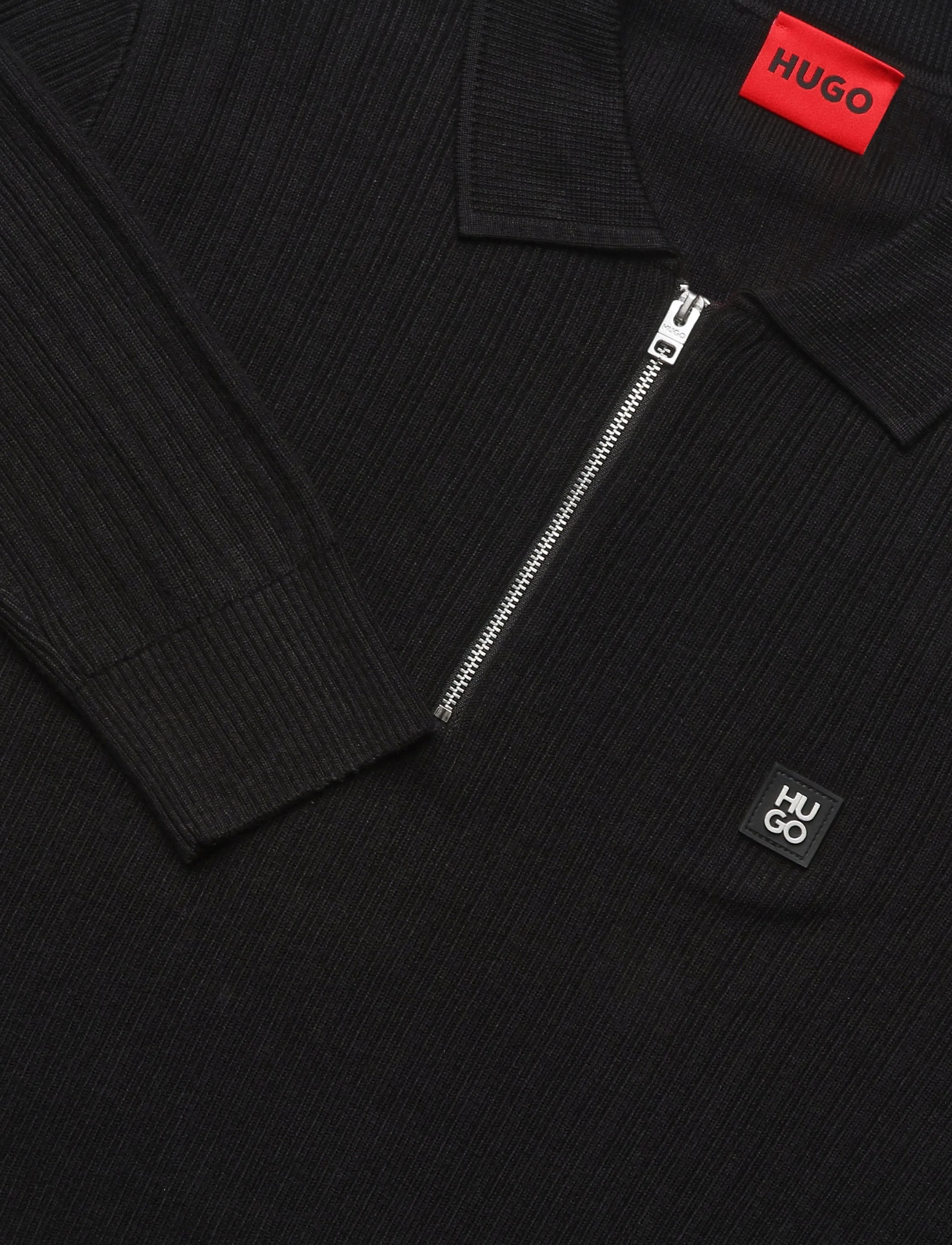 HUGO - Sastaron - poloer i strik med lange ærmer - black - 2