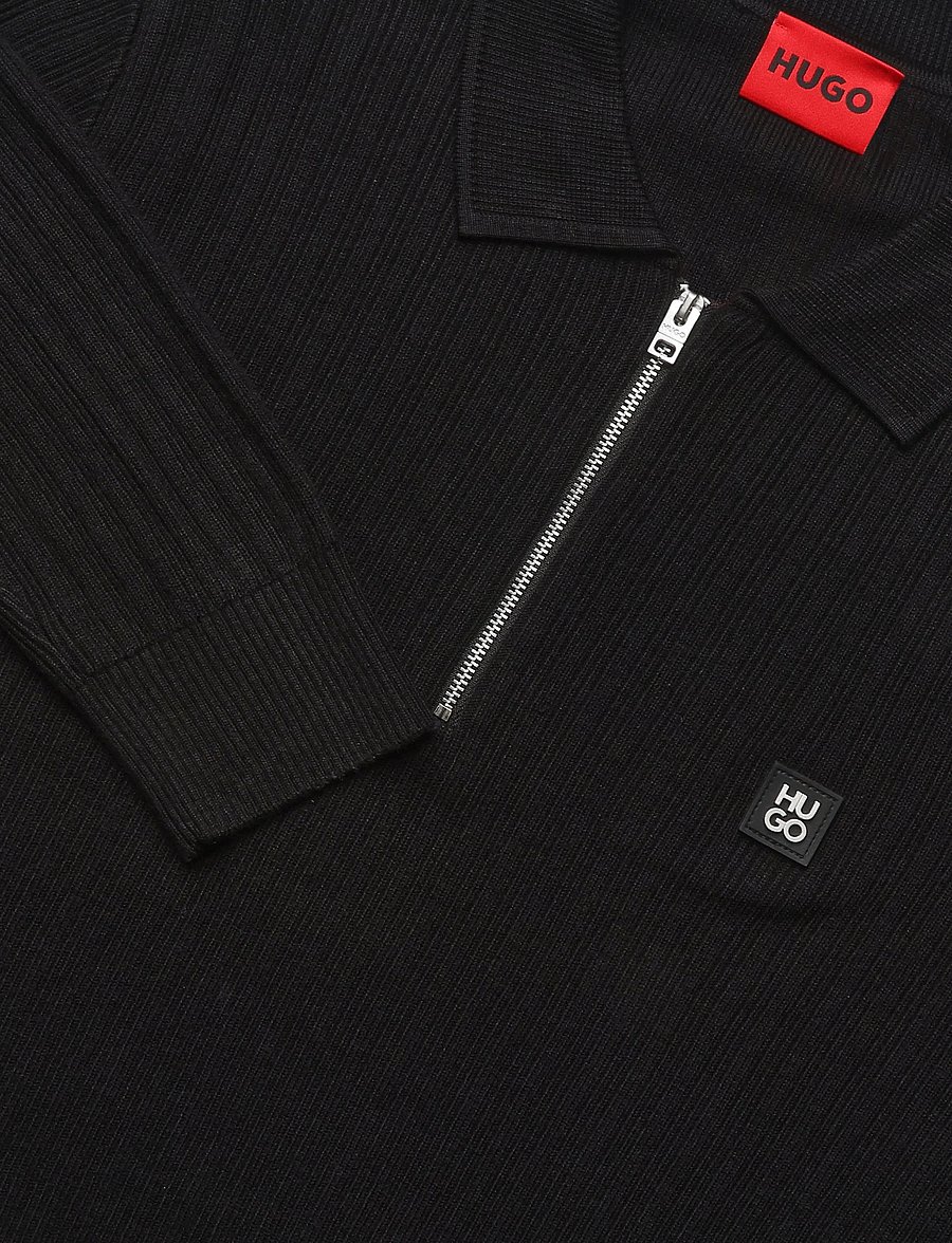 HUGO - Sastaron - poloer i strik med lange ærmer - black - 2