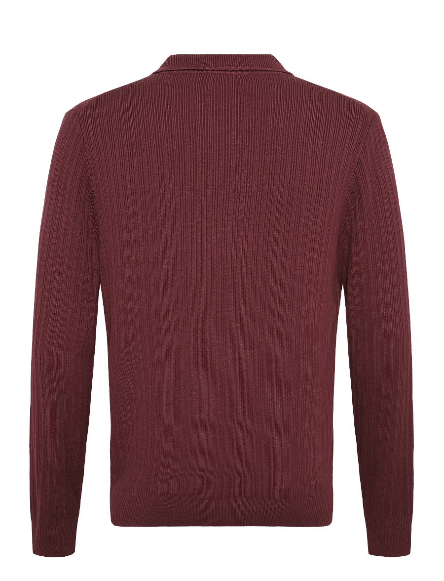 HUGO - Sastaron - poloer i strik med lange ærmer - dark pink - 1