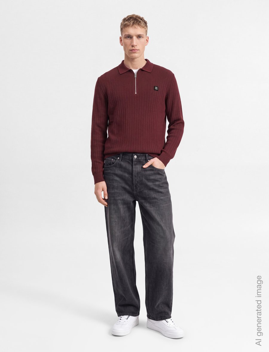 HUGO - Sastaron - langärmelige strick-polohemden - dark pink - 0