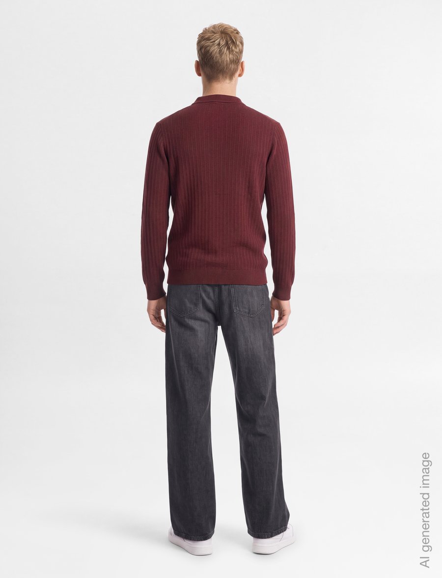 HUGO - Sastaron - langärmelige strick-polohemden - dark pink - 4