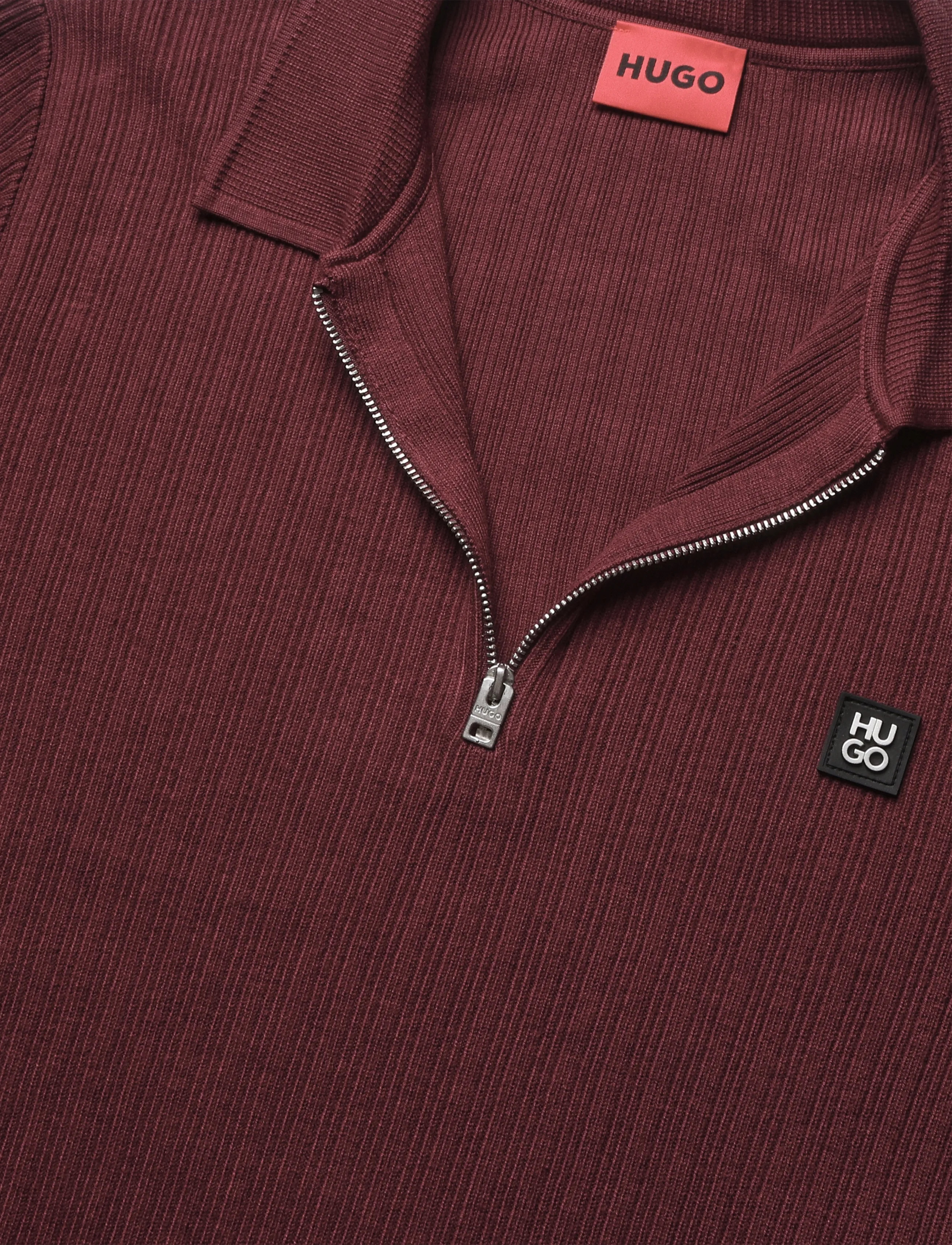HUGO - Sastaron - poloer i strik med lange ærmer - dark pink - 2