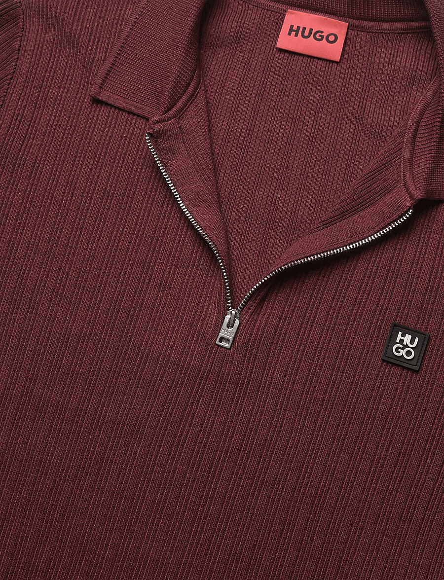 HUGO - Sastaron - poloer i strik med lange ærmer - dark pink - 2