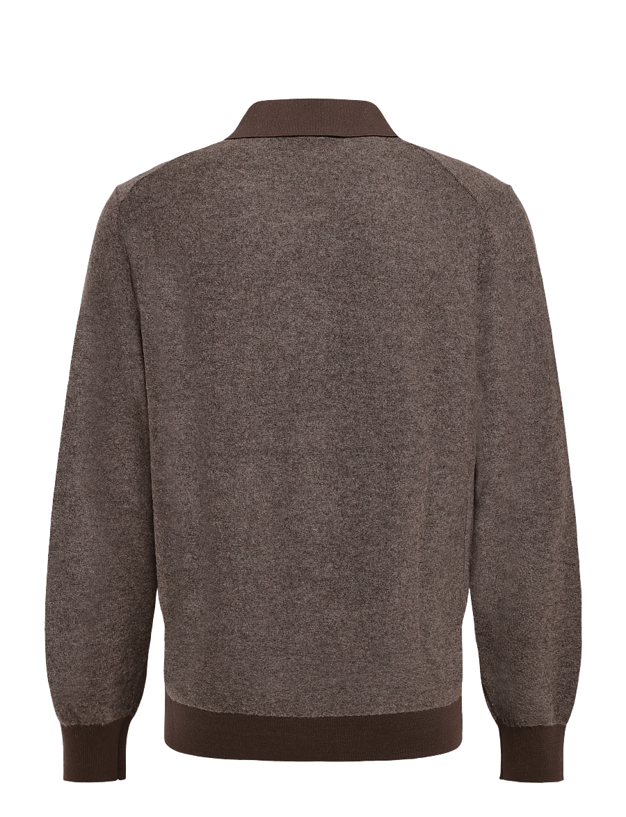 HUGO - Solonin - langärmelige strick-polohemden - brown overflow - 1