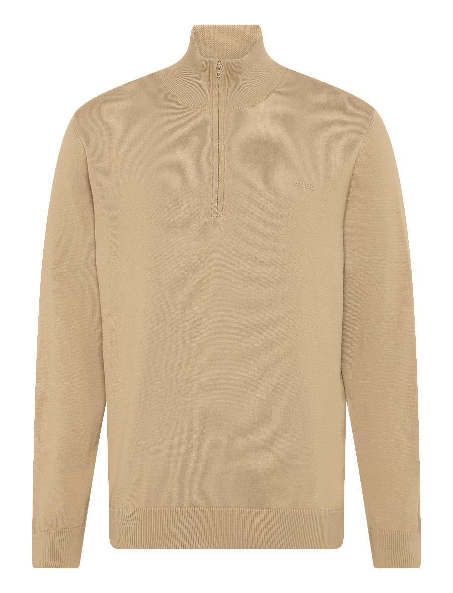HUGO - San Quintus-C2 - pullover mit halbem reißverschluss - medium beige - 0